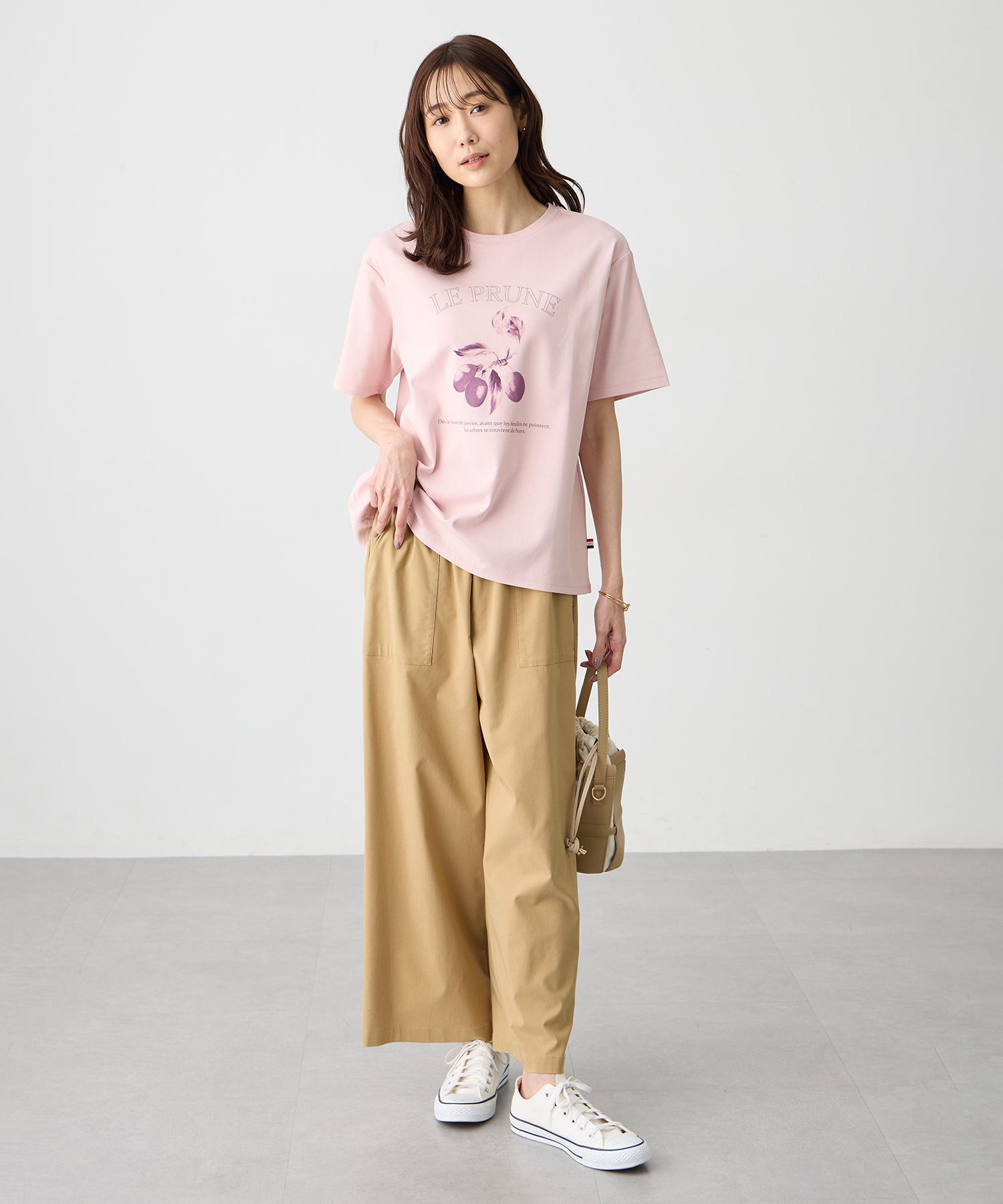 プチ オンフルール Petit Honfleur ビンテージ風フルーツTシャツ【オーガニックコットン】【UVカット・接触冷感】 （ネイビー） ネイビー