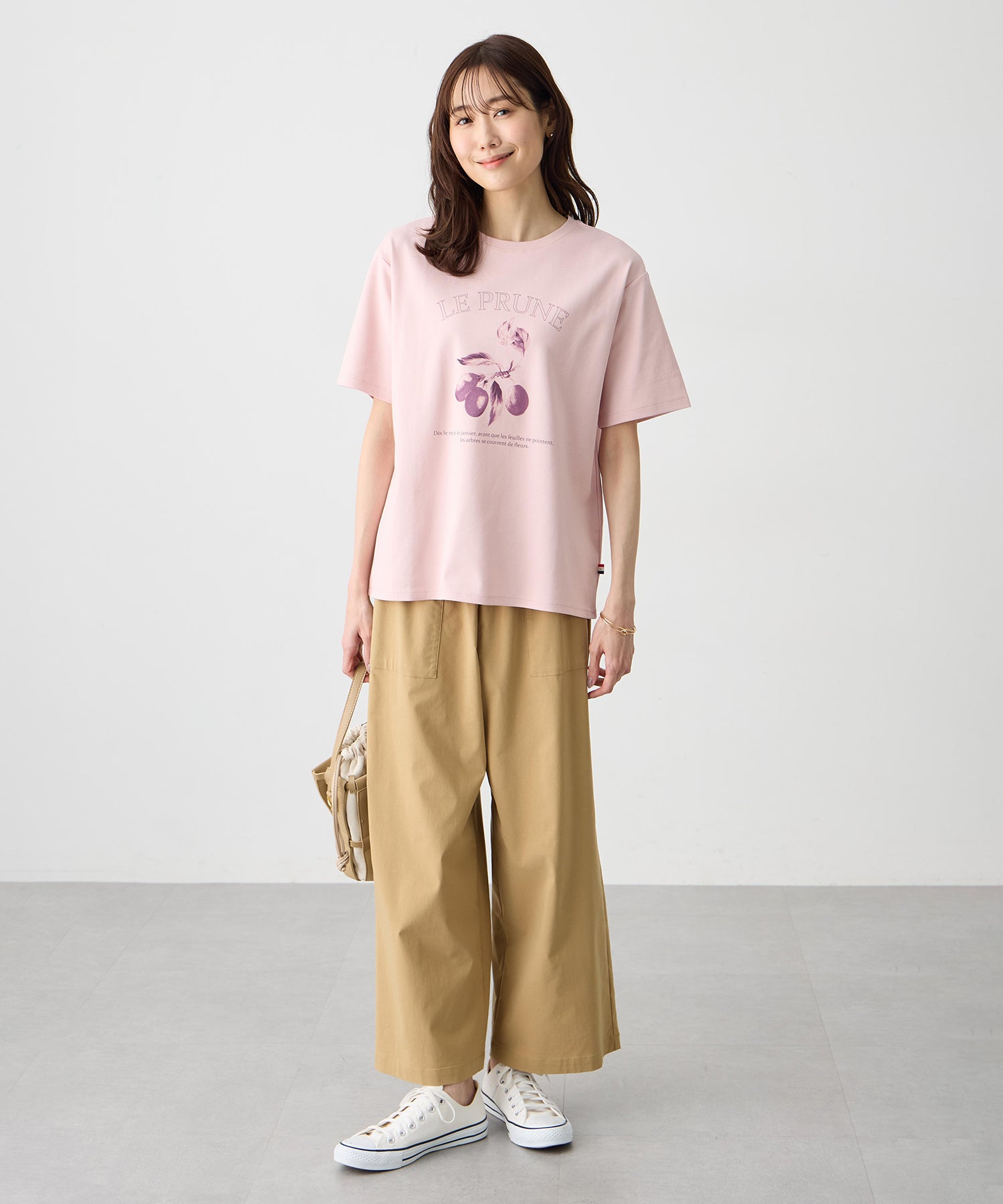 プチ オンフルール Petit Honfleur ビンテージ風フルーツTシャツ【オーガニックコットン】【UVカット・接触冷感】 （ネイビー） ネイビー