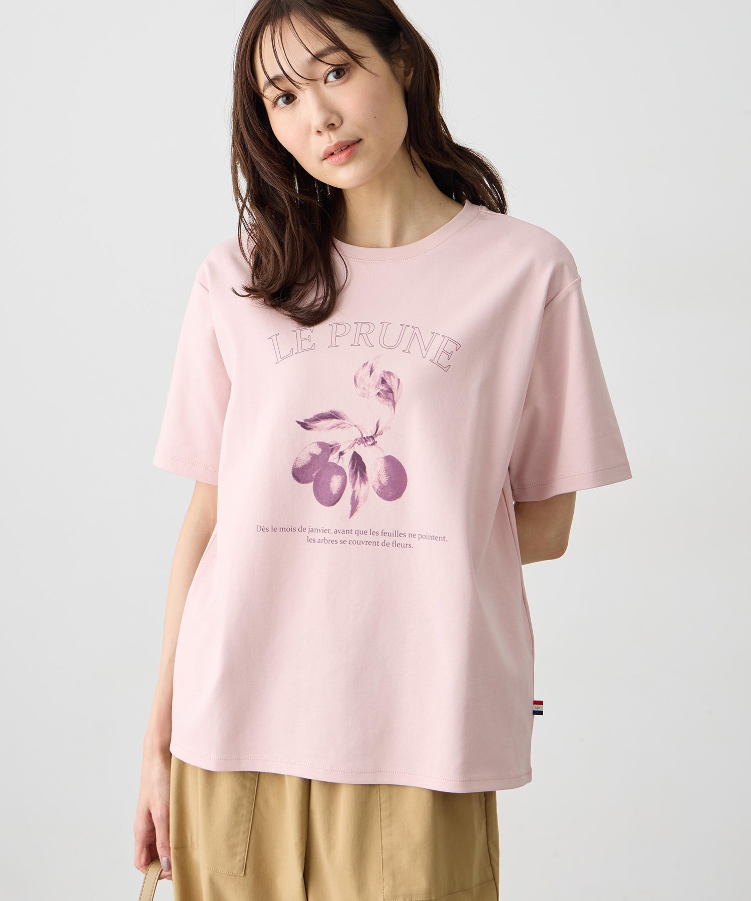 プチ オンフルール Petit Honfleur ビンテージ風フルーツTシャツ【オーガニックコットン】【UVカット・接触冷感】 （ピンク） ピンク