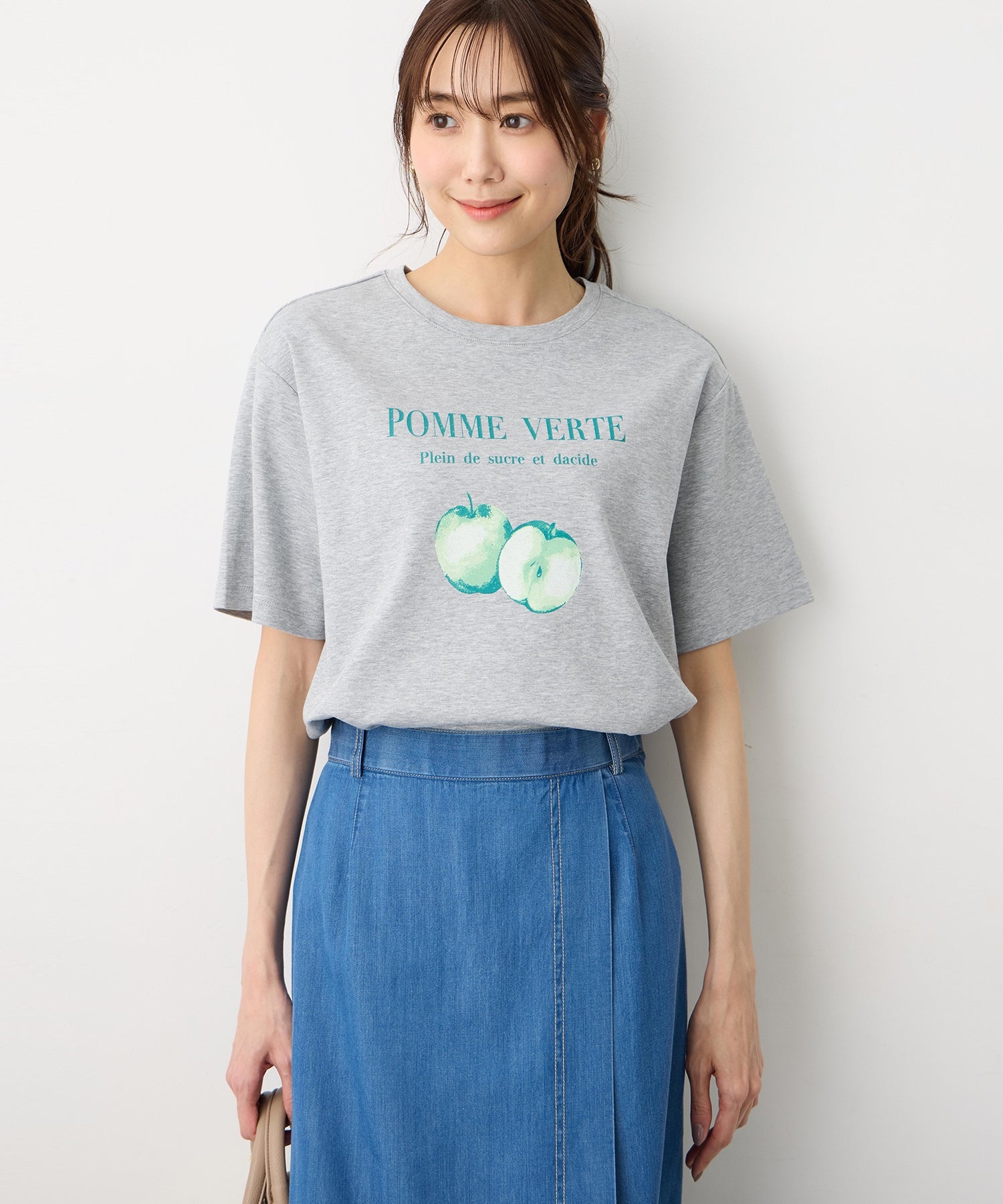 プチ オンフルール Petit Honfleur ビンテージ風フルーツTシャツ【オーガニックコットン】【UVカット・接触冷感】 （グレー） グレー
