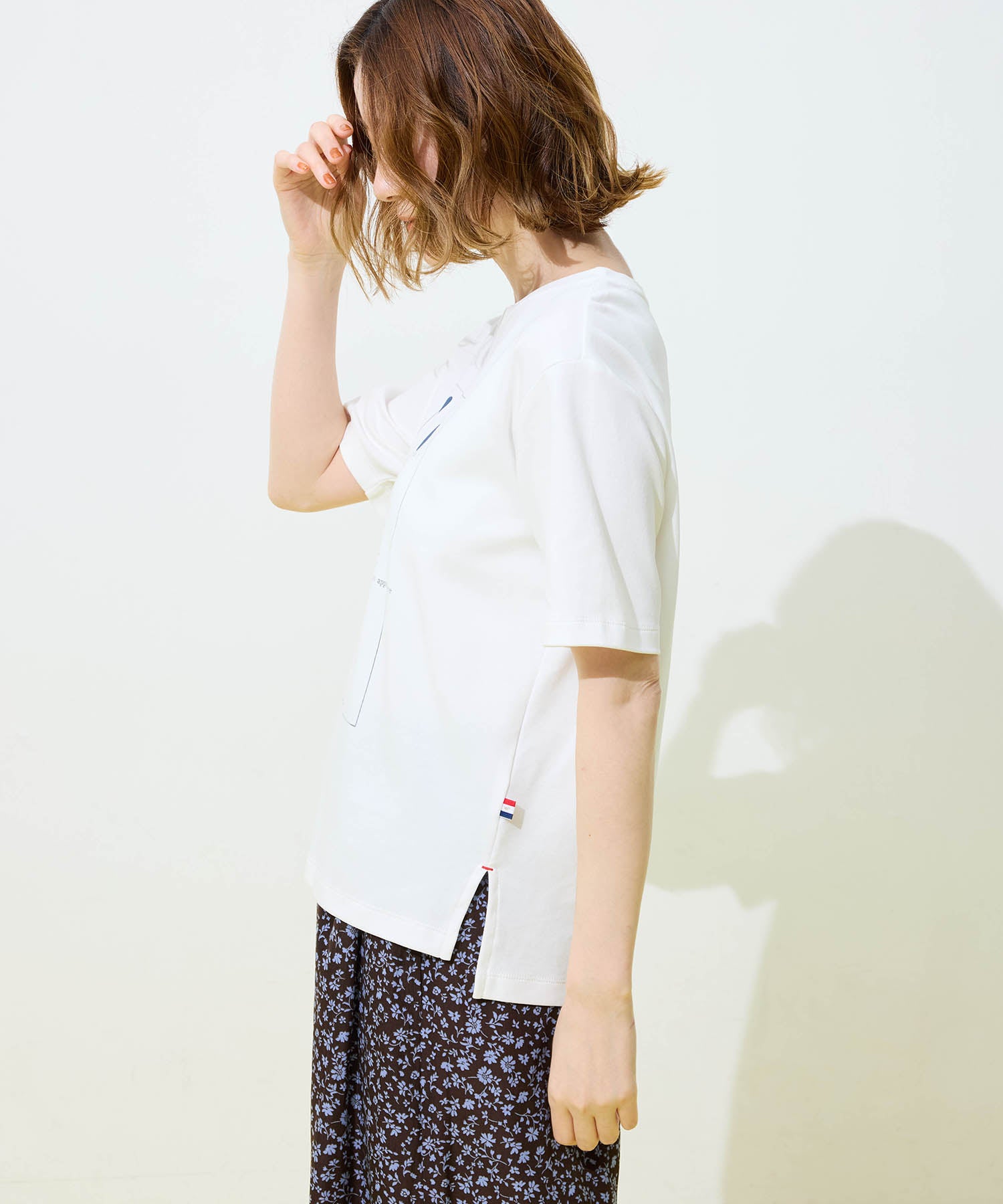 プチ オンフルール Petit Honfleur ドットプリントTシャツ【オーガニックコットンブレンド・接触冷感・UVカット】 （ホワイト） ホワイト