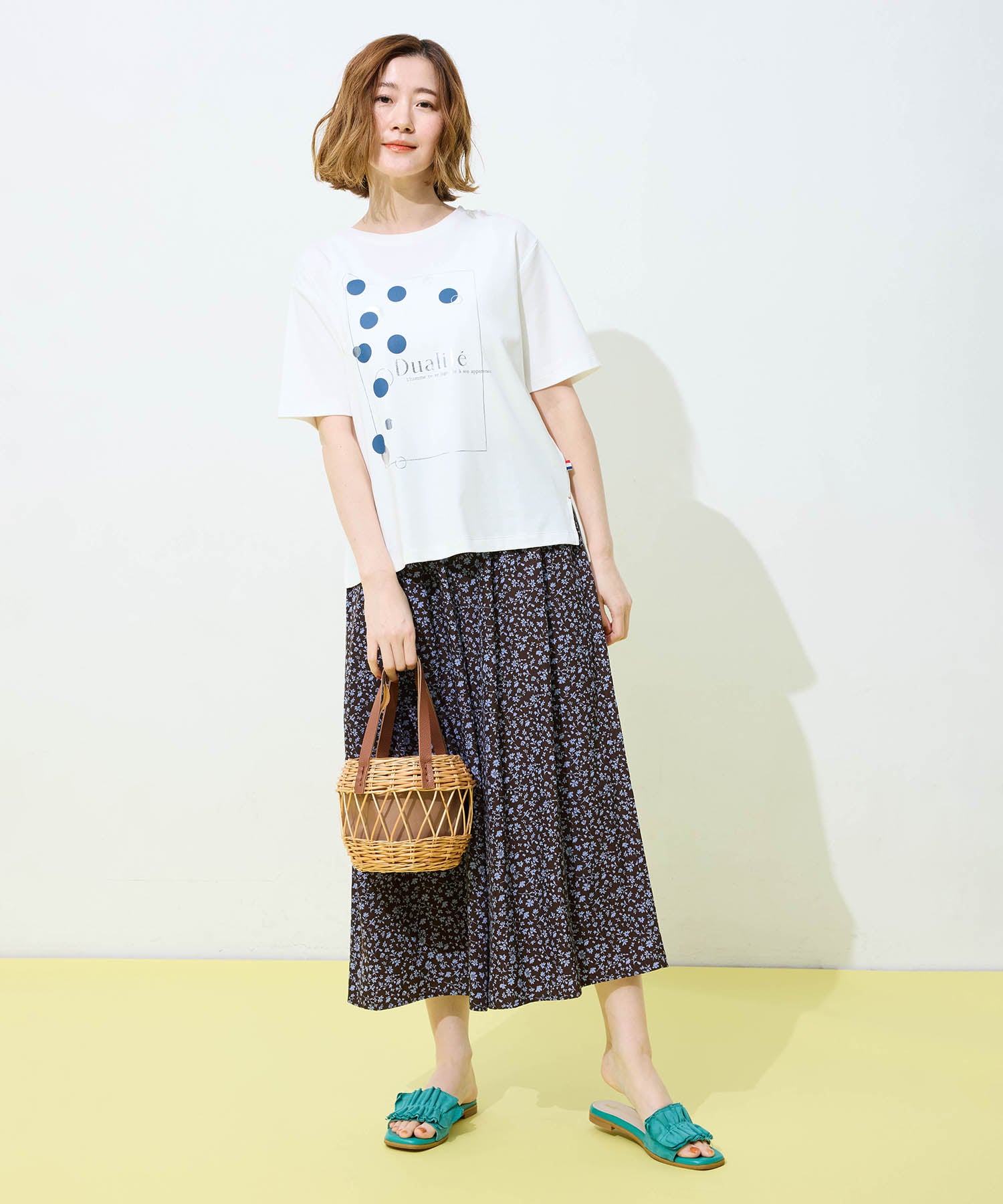 プチ オンフルール Petit Honfleur ドットプリントTシャツ【オーガニックコットンブレンド・接触冷感・UVカット】 （ホワイト） ホワイト
