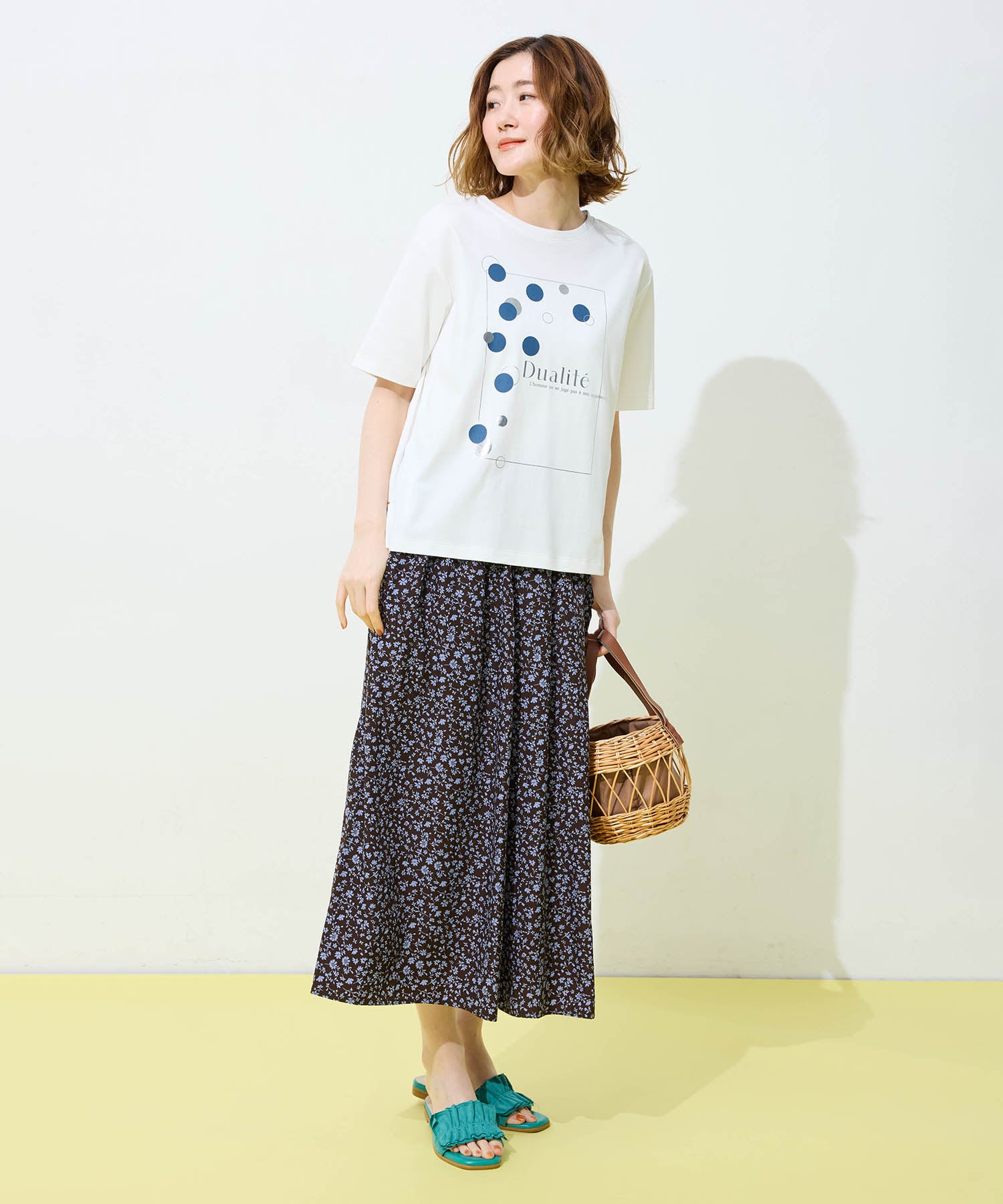 プチ オンフルール Petit Honfleur ドットプリントTシャツ【オーガニックコットンブレンド・接触冷感・UVカット】 （ホワイト） ホワイト