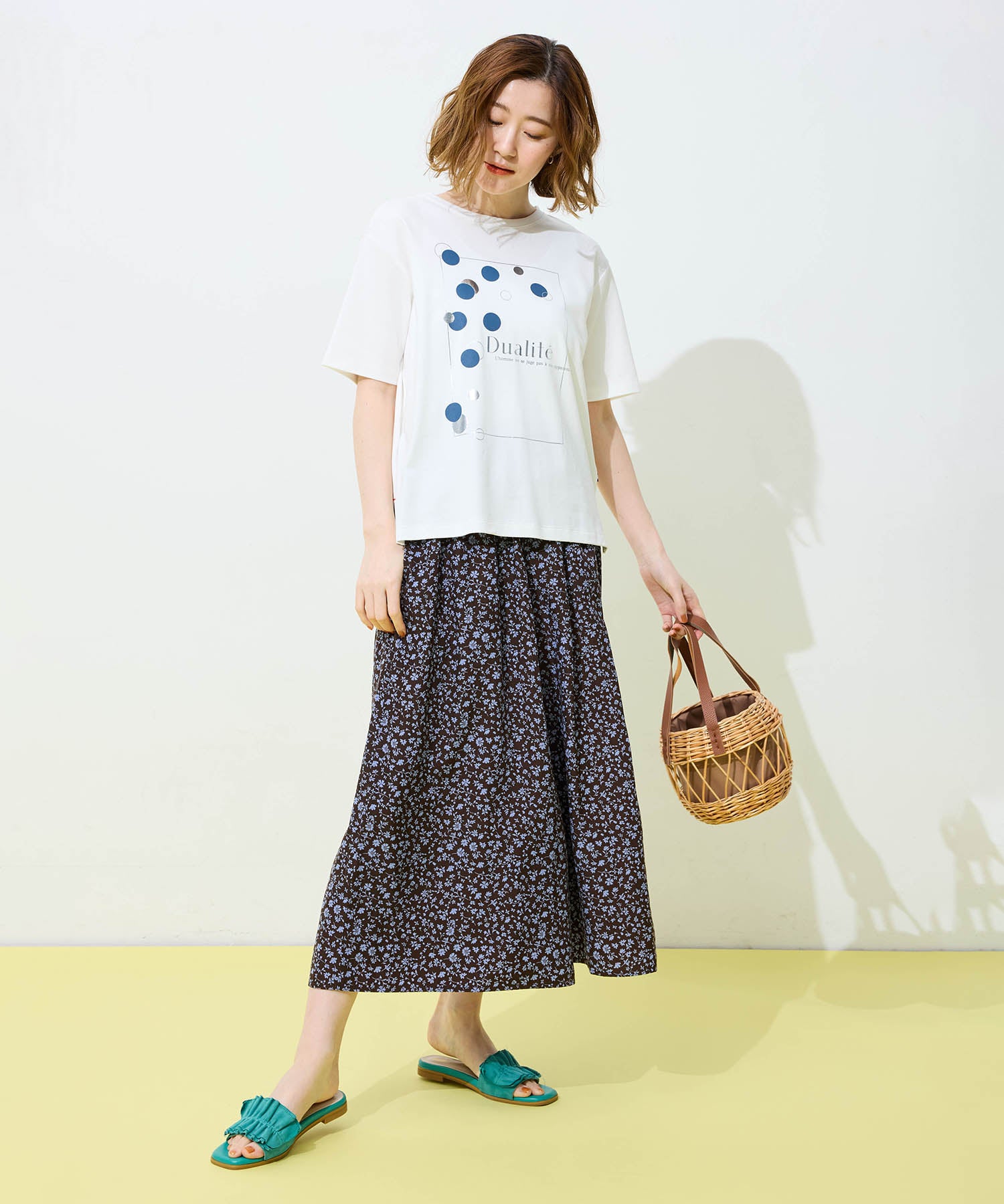 プチ オンフルール Petit Honfleur ドットプリントTシャツ【オーガニックコットンブレンド・接触冷感・UVカット】 （ホワイト） ホワイト