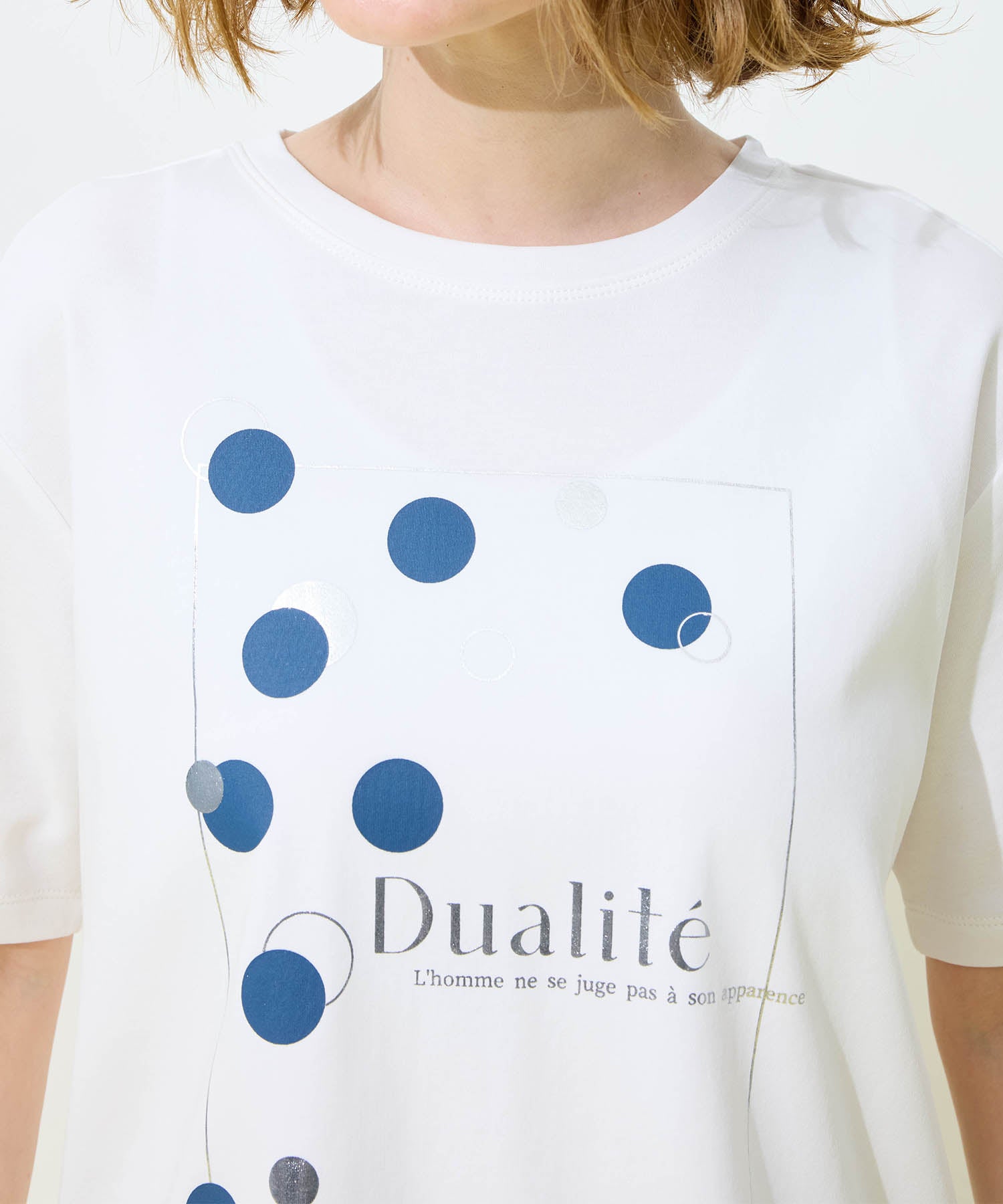 プチ オンフルール Petit Honfleur ドットプリントTシャツ【オーガニックコットンブレンド・接触冷感・UVカット】 （ホワイト） ホワイト
