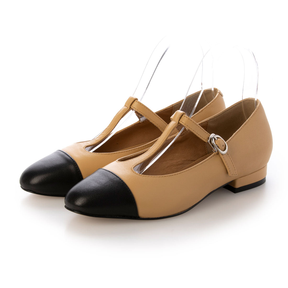 Platinum do Platino deux Genuine Leather T-Strap Flat Pumps Mary Jane Flat Shoes
