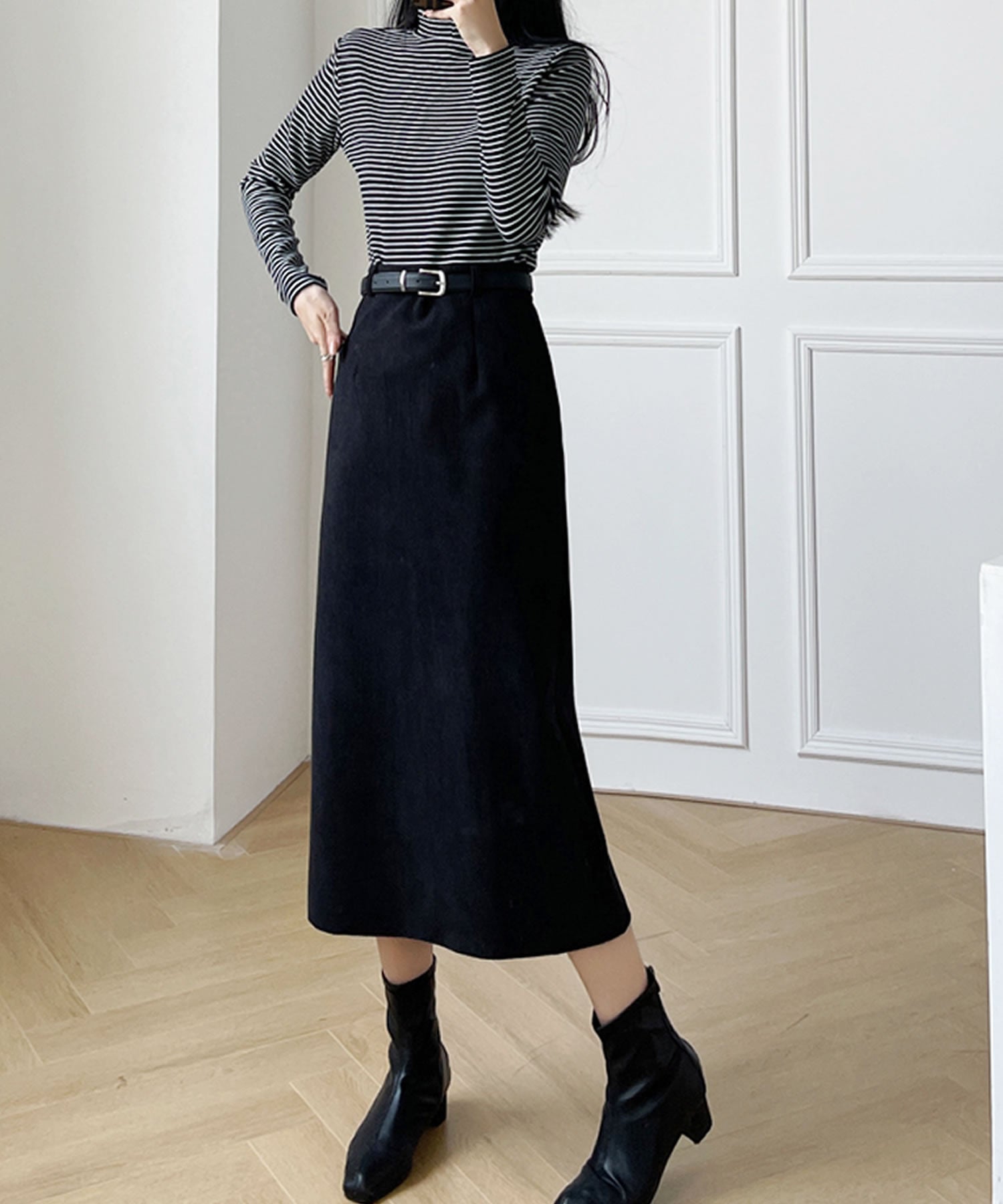 Primazel Primazel Autumn / Winter New 4 -Color Belt Corduroy緊身裙
