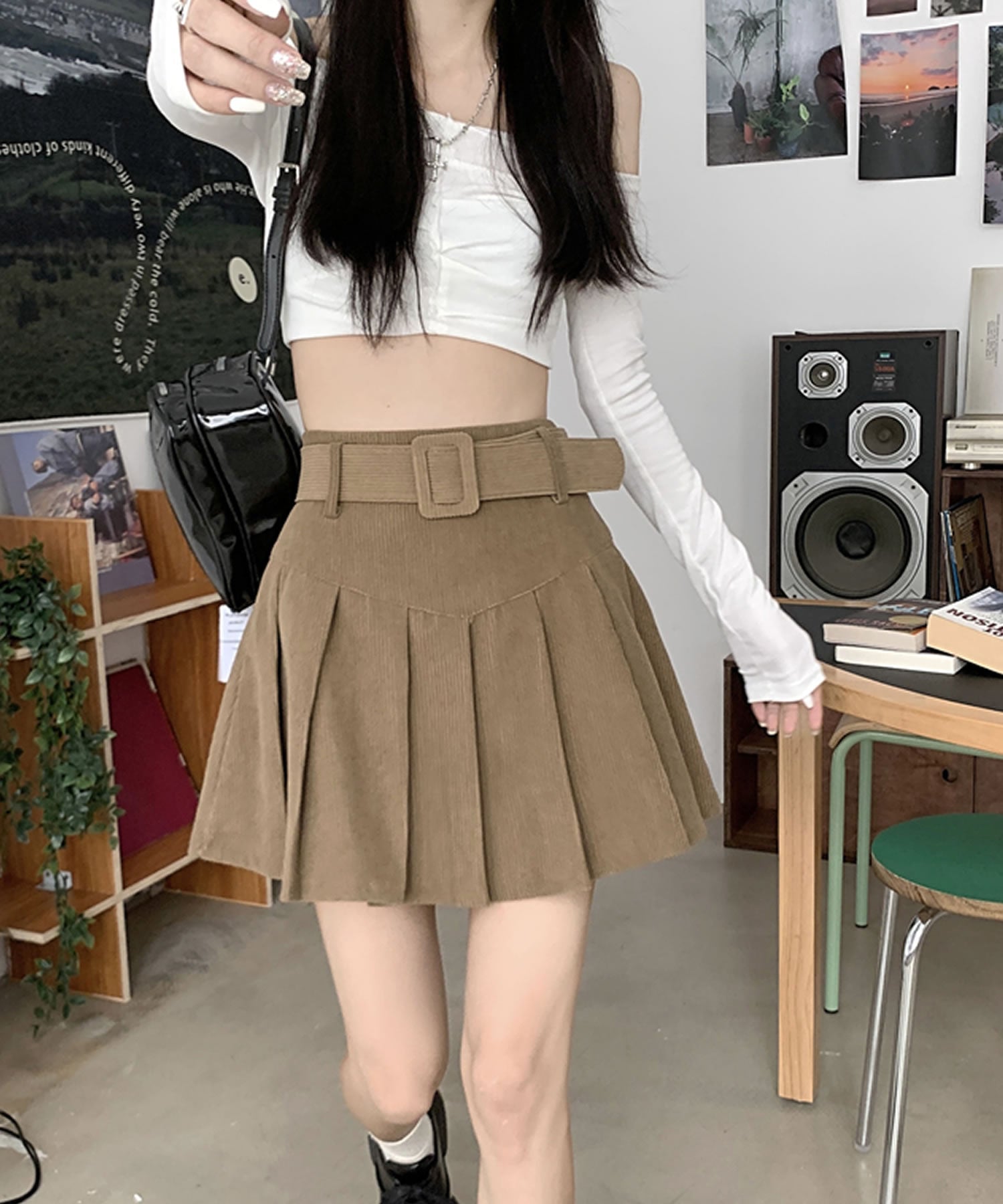 Primazel Primazel Autumn / Winter所有兩種顏色Corduroi漂亮迷你裙子