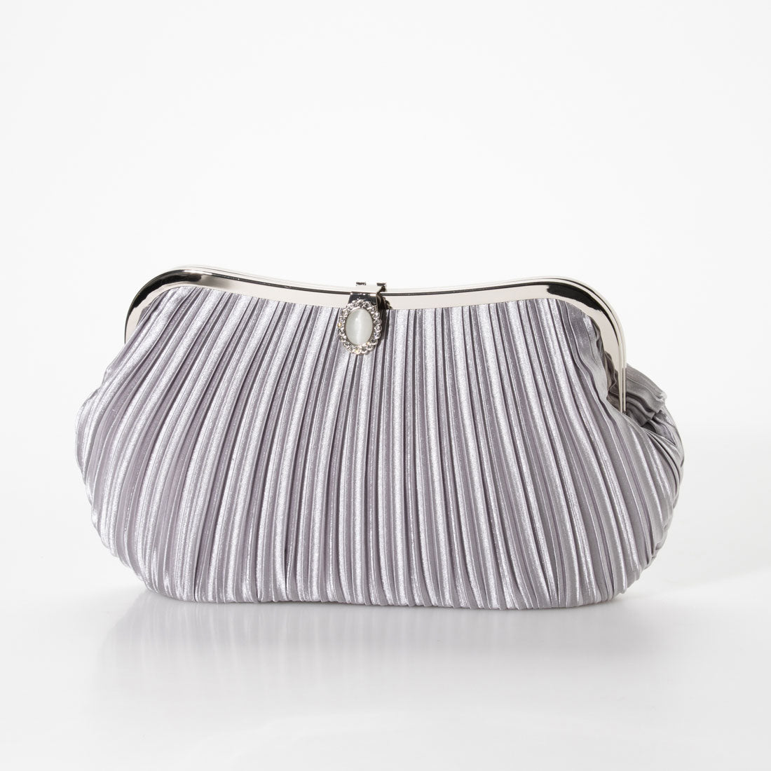 PourVous Stone Button Pleated Satin Clutch Bag/Wedding and Party Bag