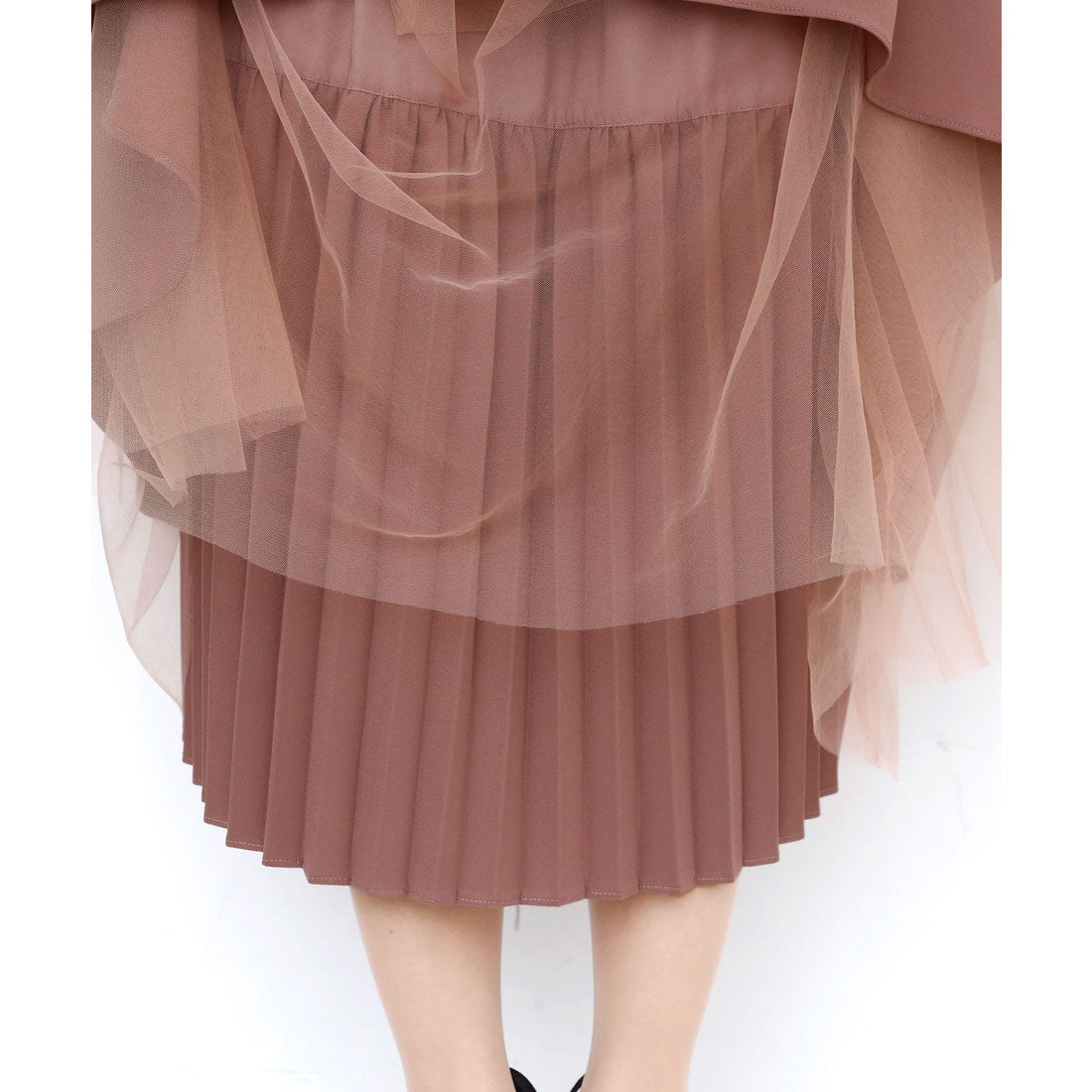 プールヴー PourVous チュールフィッシュテールワンピースドレス大きいサイズミモレ丈&ノースリーブ結婚式フォーマル ワンピース パーティードレス 20代 30代 40代