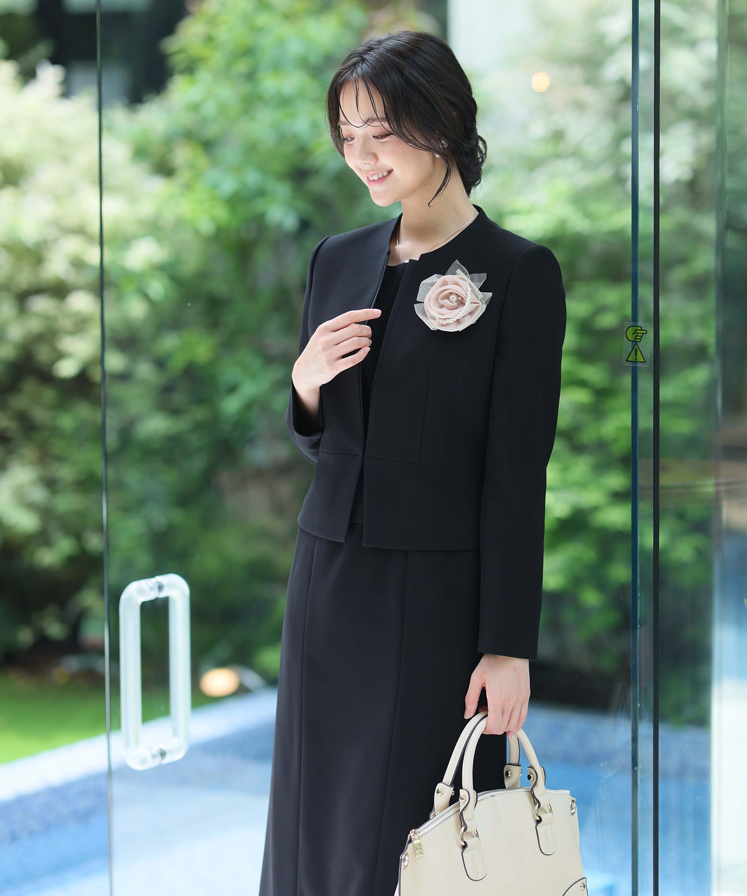 プールヴー PourVous 前ファスナーワンピースフォーマル喪服＆卒業式ジャケットVラインセレモニースーツ フォーマル ワンピース パーティードレス 20代 30代 40代