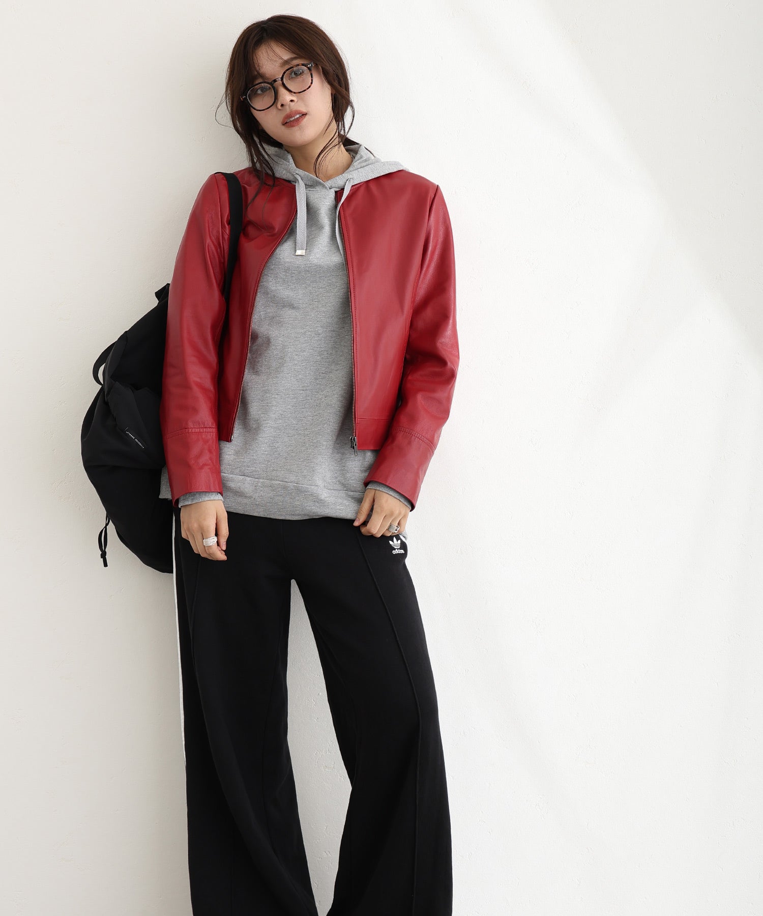 プールヴー PourVous ラムレザージャケット フォーマル ワンピース パーティードレス 20代 30代 40代