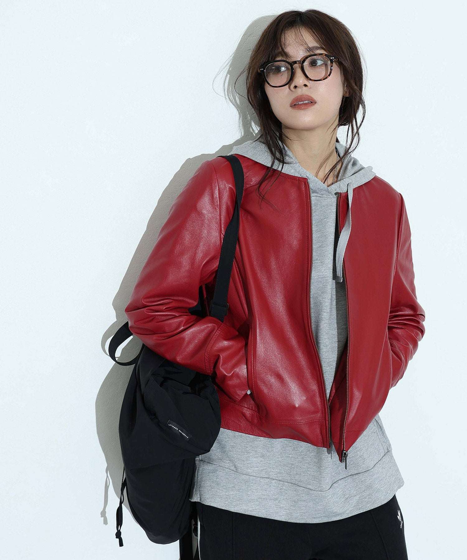 プールヴー PourVous ラムレザージャケット フォーマル ワンピース パーティードレス 20代 30代 40代