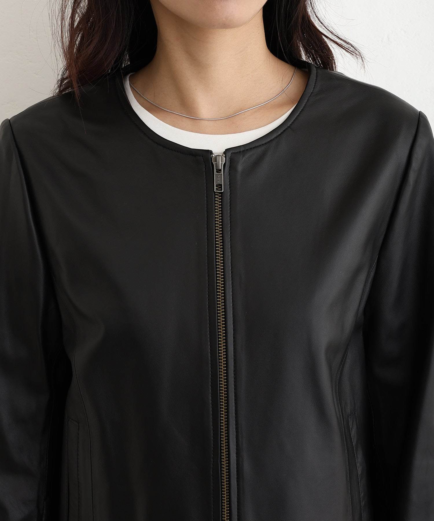 プールヴー PourVous ラムレザージャケット フォーマル ワンピース パーティードレス 20代 30代 40代