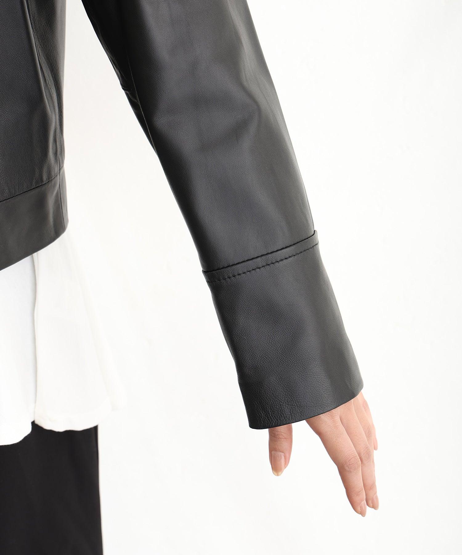 プールヴー PourVous ラムレザージャケット フォーマル ワンピース パーティードレス 20代 30代 40代