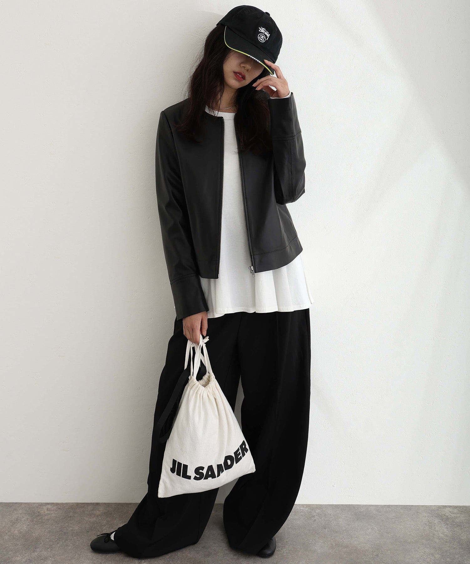 プールヴー PourVous ラムレザージャケット フォーマル ワンピース パーティードレス 20代 30代 40代,ブラック