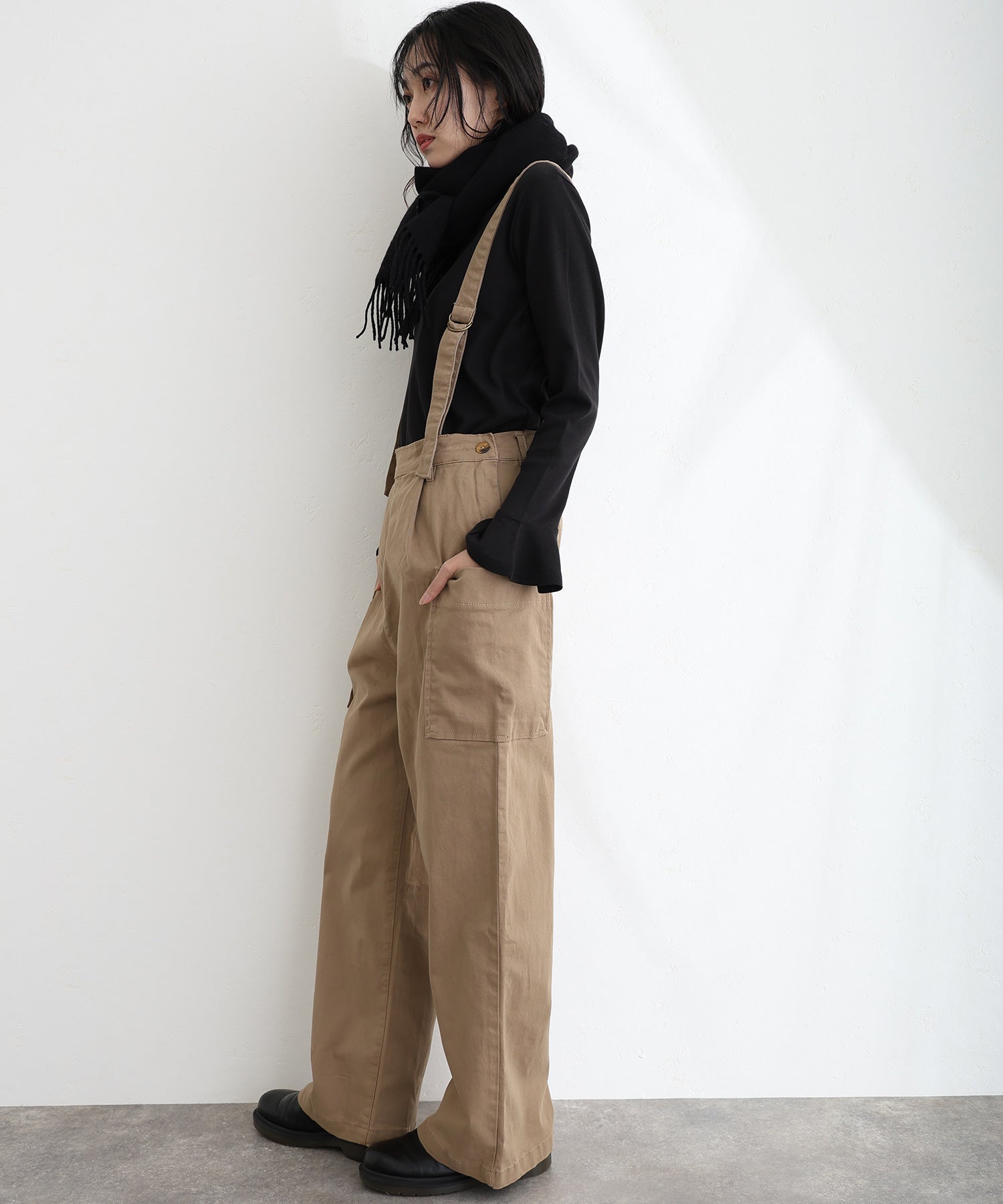 プールヴー PourVous サイドビックポケットサロペット フォーマル ワンピース パーティードレス 20代 30代 40代