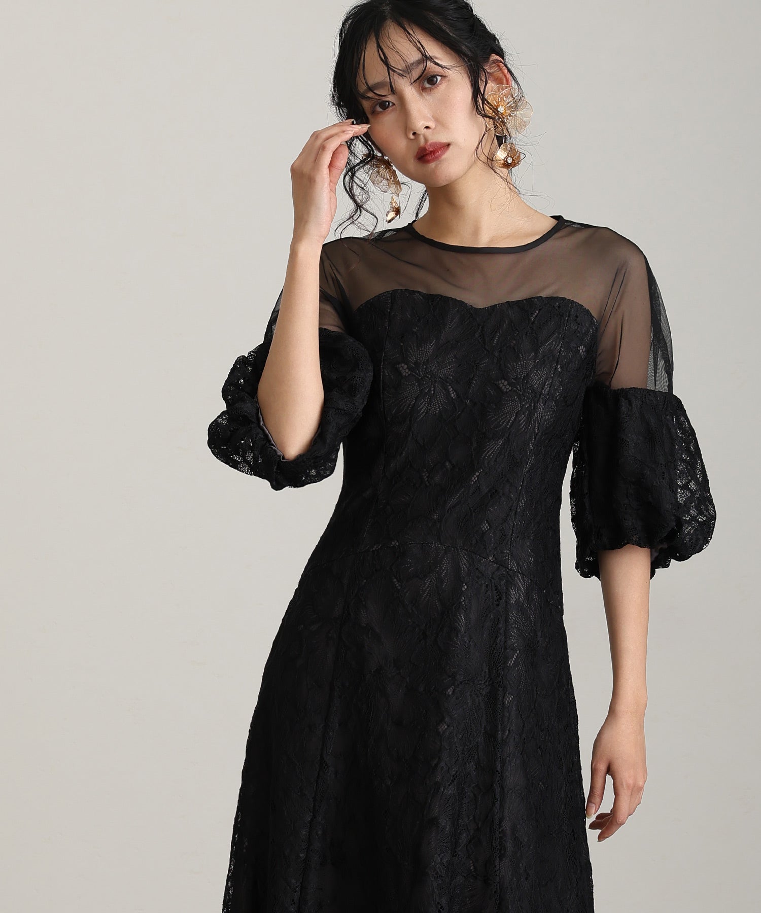 PourVous Midi Length & Three-Quarter Sleeve Formal Off-Shoulder Style Ceremony Wedding Party Dress Occasion Dress Reunion Formal Dress Party Dress for 20s 30s 40s