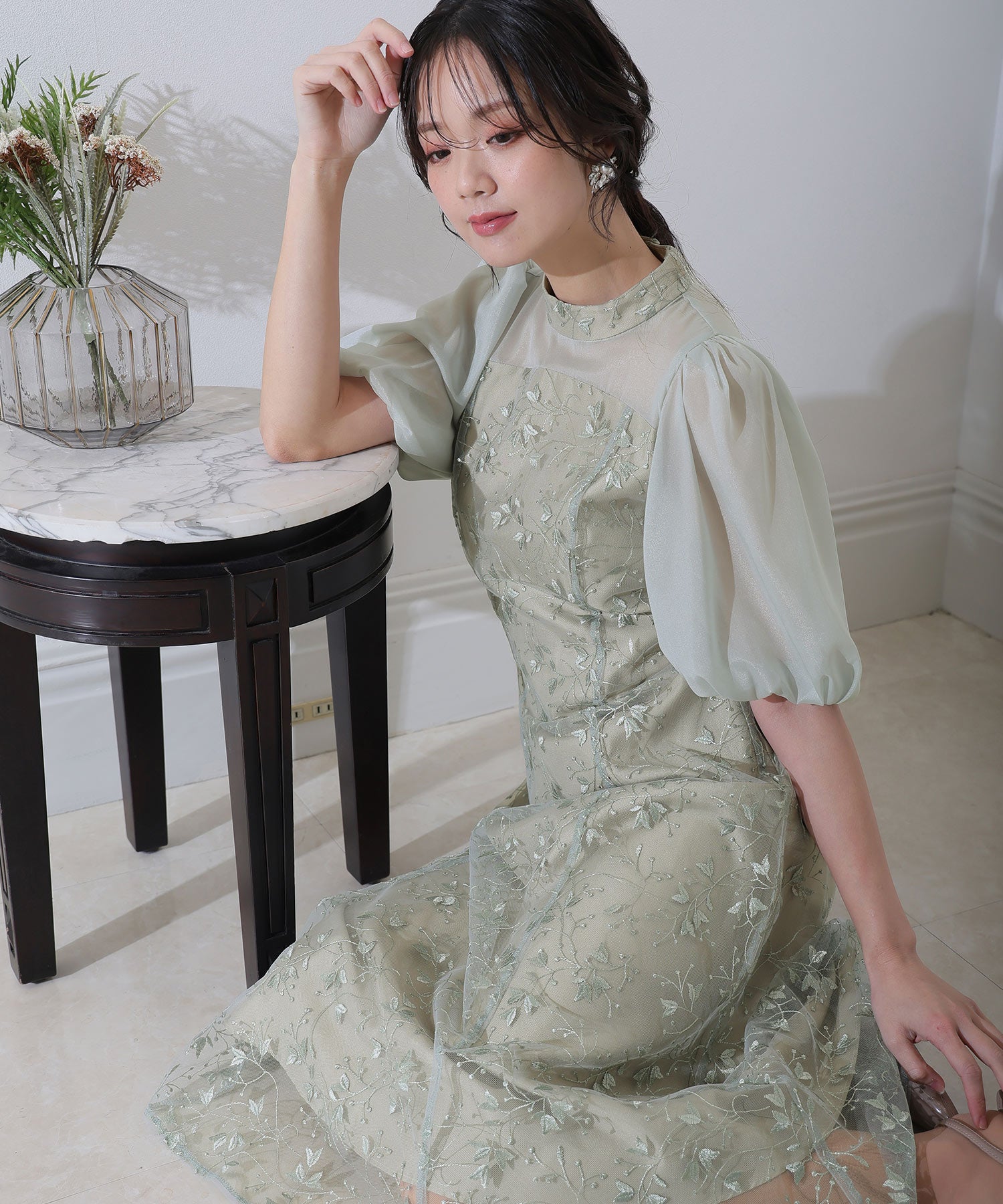 PourVous 3/4 Sleeve & Long Reunion Puff Sleeve Formal Occasion Dress for Weddings Party Dress Formal One-Piece Party Dress for 20s 30s 40s