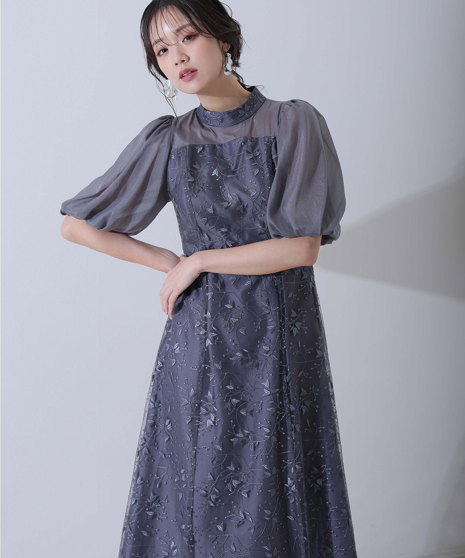 PourVous 3/4 Sleeve & Long Reunion Puff Sleeve Formal Occasion Dress for Weddings Party Dress Formal One-Piece Party Dress for 20s 30s 40s