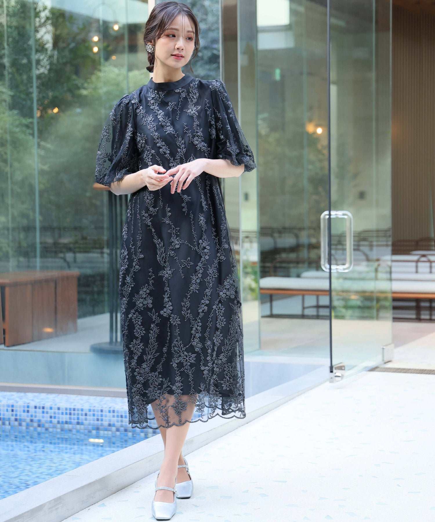 PourVous Tent Line Party Dress Invitation Seven-Quarter Sleeve & Long PourVous Tent Line Party Dress Invitation Seven-Quarter Sleeve & Long