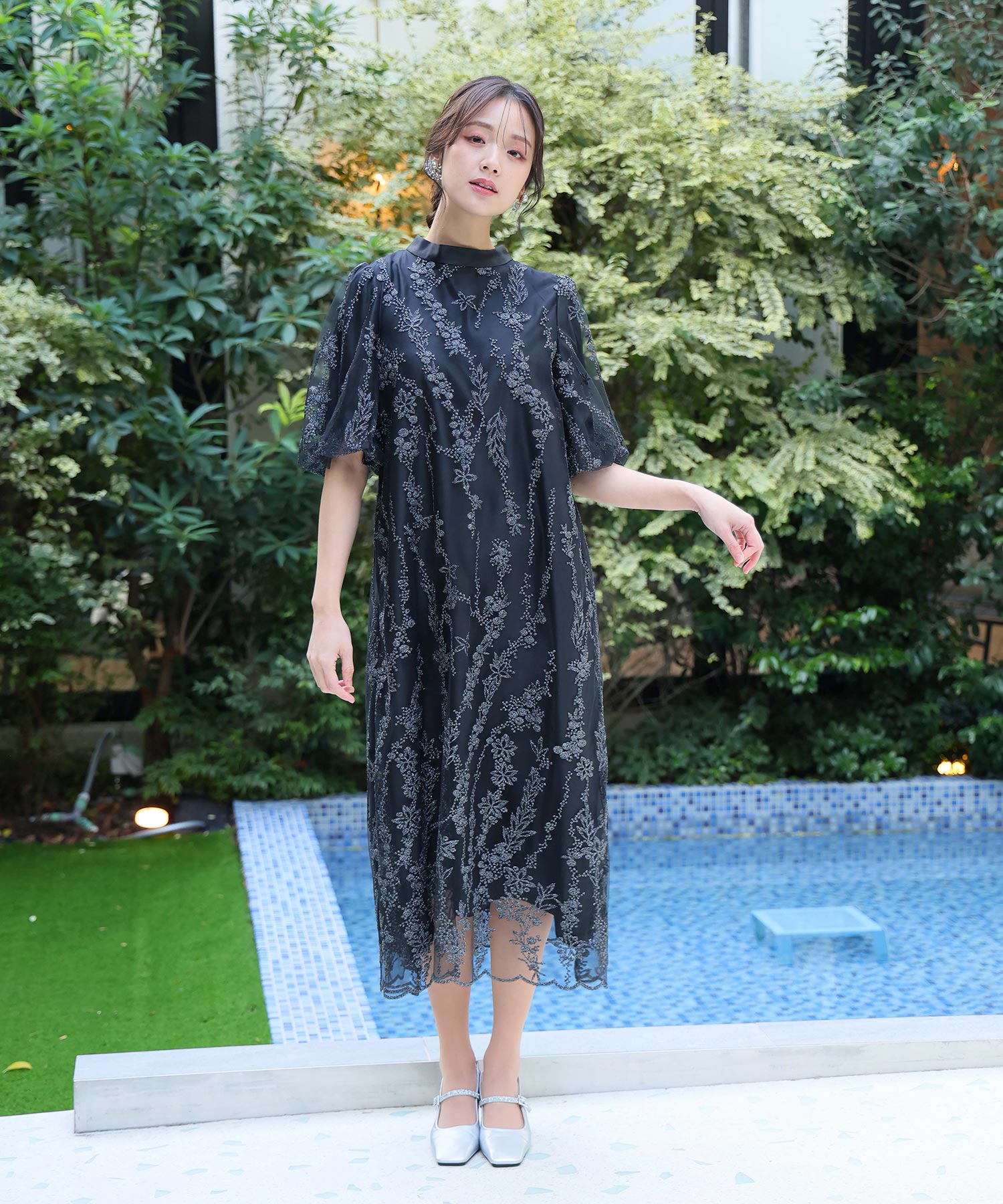 PourVous Tent Line Party Dress Invitation Seven-Quarter Sleeve & Long PourVous Tent Line Party Dress Invitation Seven-Quarter Sleeve & Long