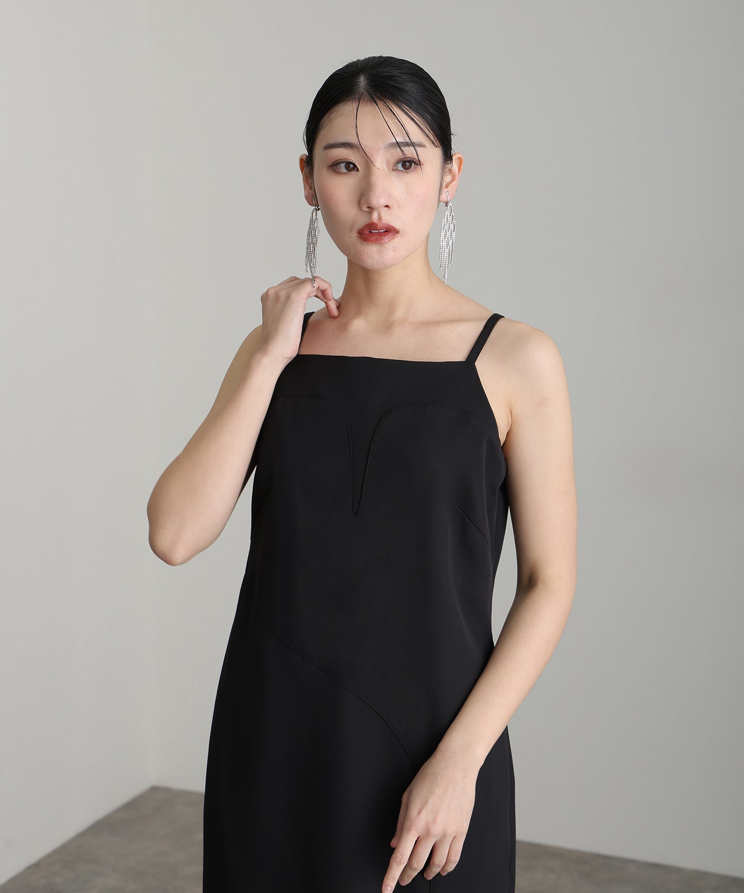 プールヴー PourVous ミモレ丈&ノースリーブフォーマルカーブカッティングセレモニー結婚式パーティードレスオケージョンドレス同窓会 フォーマル ワンピース パーティードレス 20代 30代 40代 （ブラック） ブラック