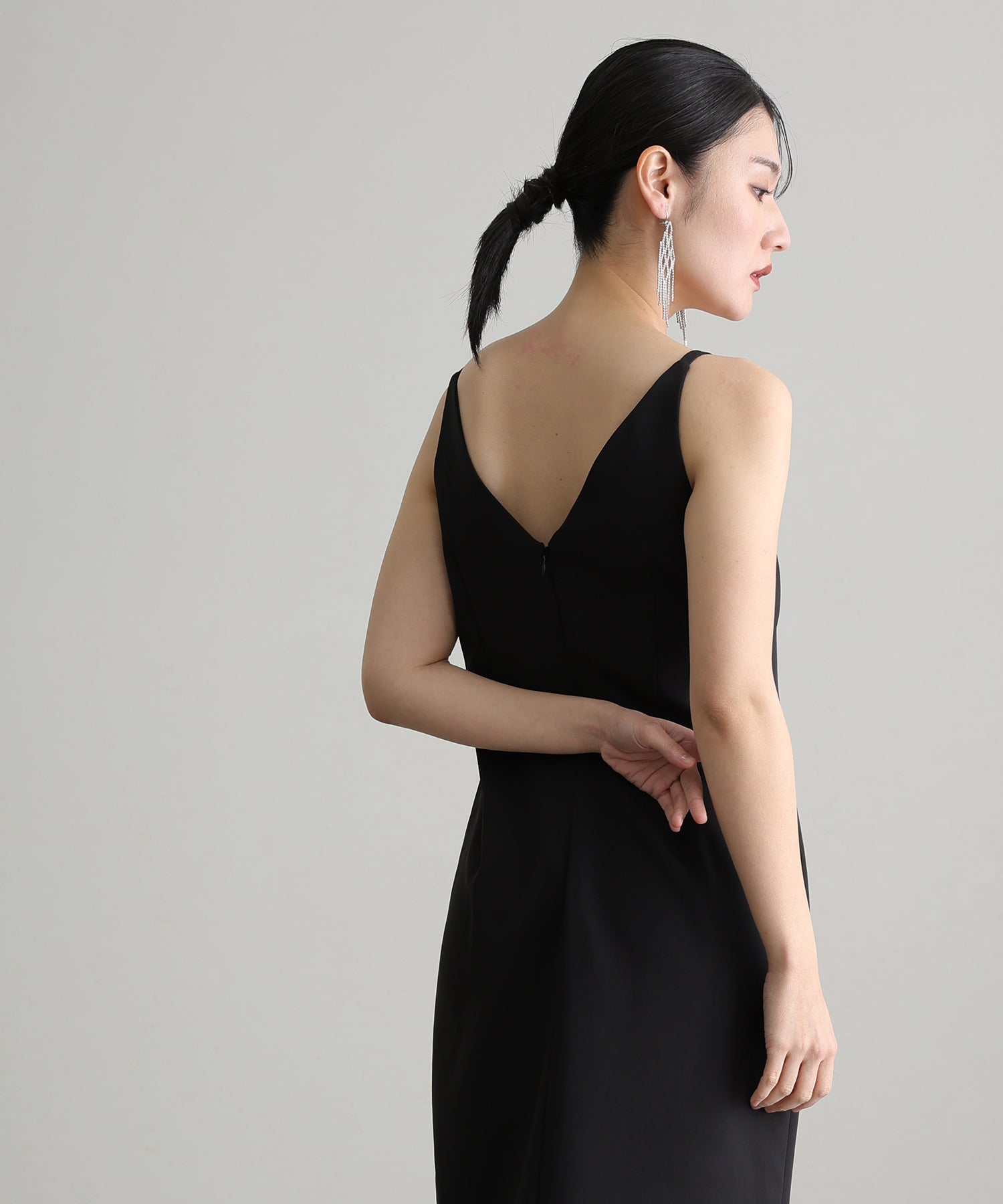 プールヴー PourVous ミモレ丈&ノースリーブフォーマルカーブカッティングセレモニー結婚式パーティードレスオケージョンドレス同窓会 フォーマル ワンピース パーティードレス 20代 30代 40代 （ブラック） ブラック