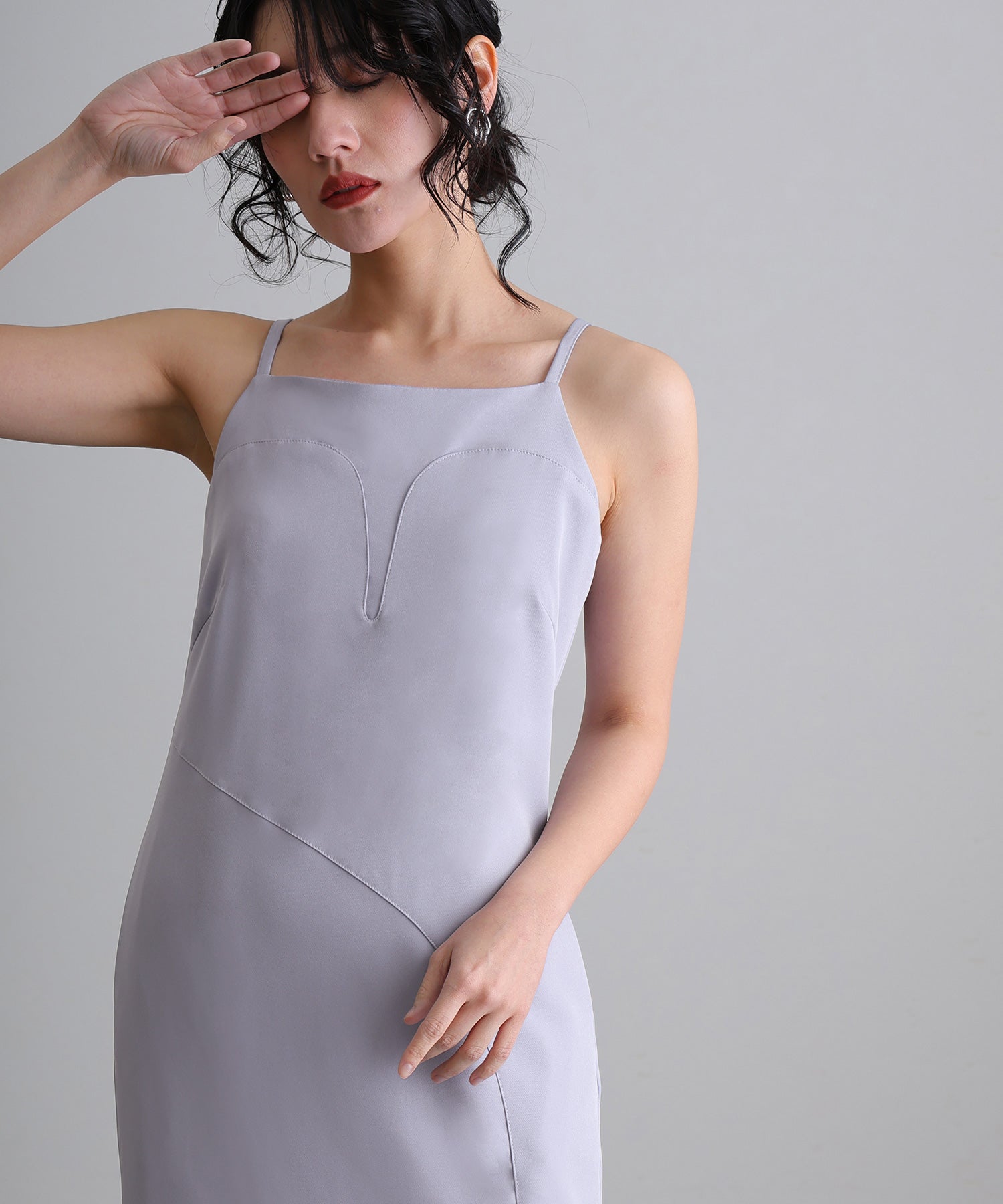 プールヴー PourVous ミモレ丈&ノースリーブフォーマルカーブカッティングセレモニー結婚式パーティードレスオケージョンドレス同窓会 フォーマル ワンピース パーティードレス 20代 30代 40代 （ブルー） ブルー