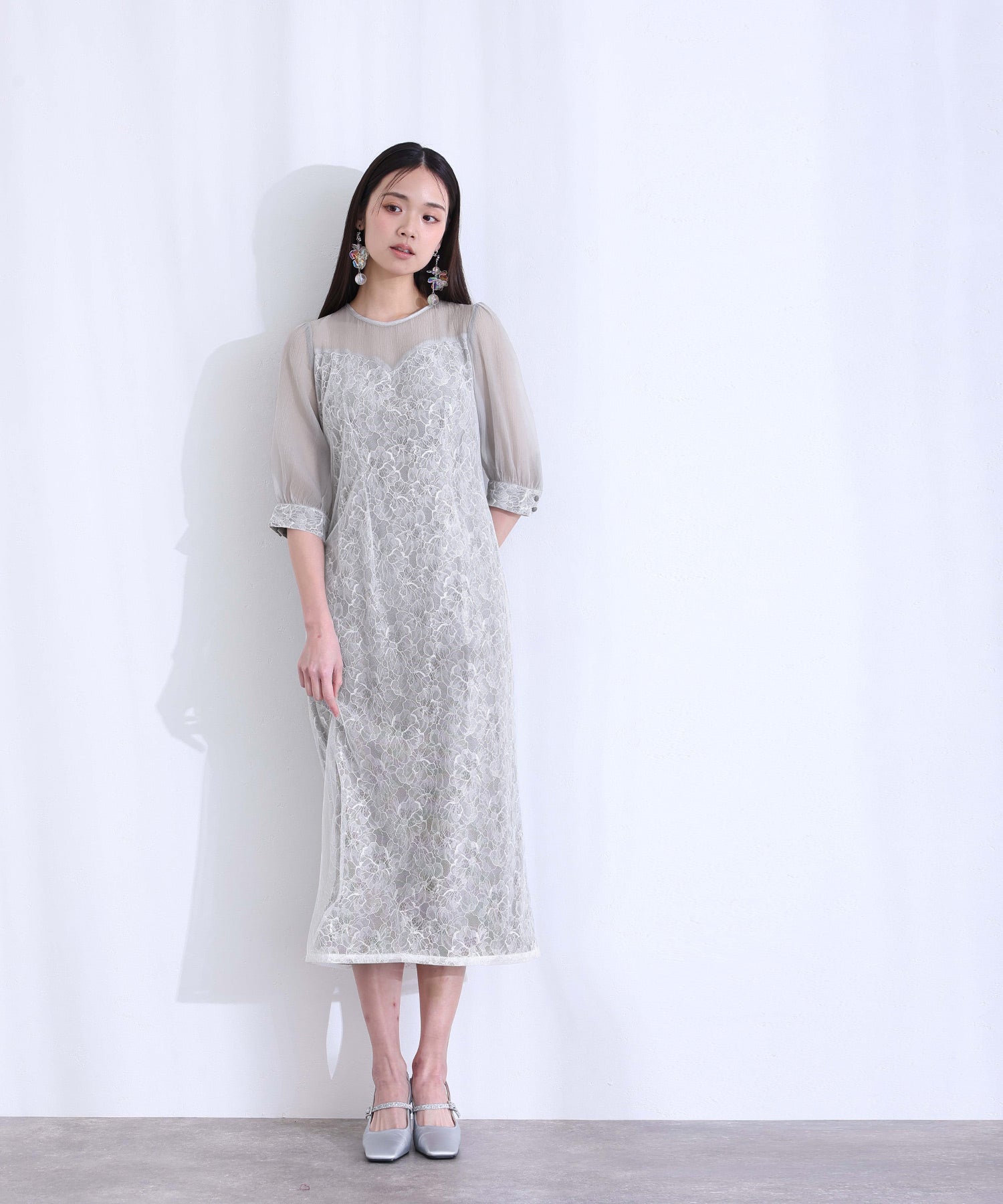 プールヴー PourVous 七分袖&ロング同窓会スパンコール大きいサイズ結婚式フォーマルオケージョンドレスパーティードレス フォーマル ワンピース パーティードレス 20代 30代 40代 （ライトブルー） ライトブルー
