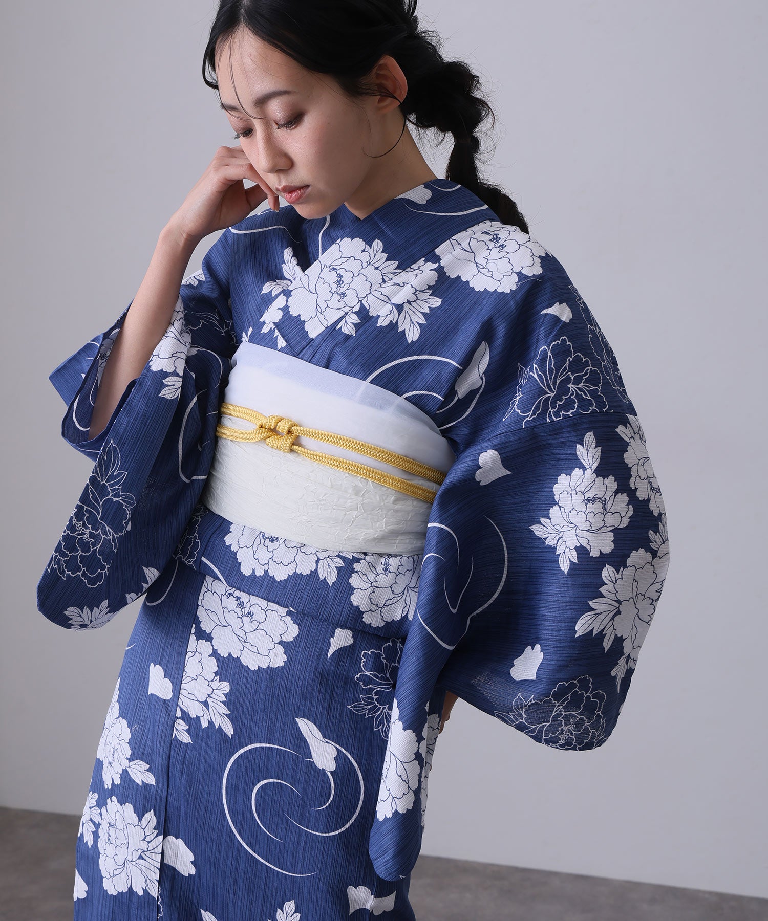 プールヴー PourVous 浴衣2点セット（ゆかた・兵児帯） （ブルー花小路） ブルー花小路