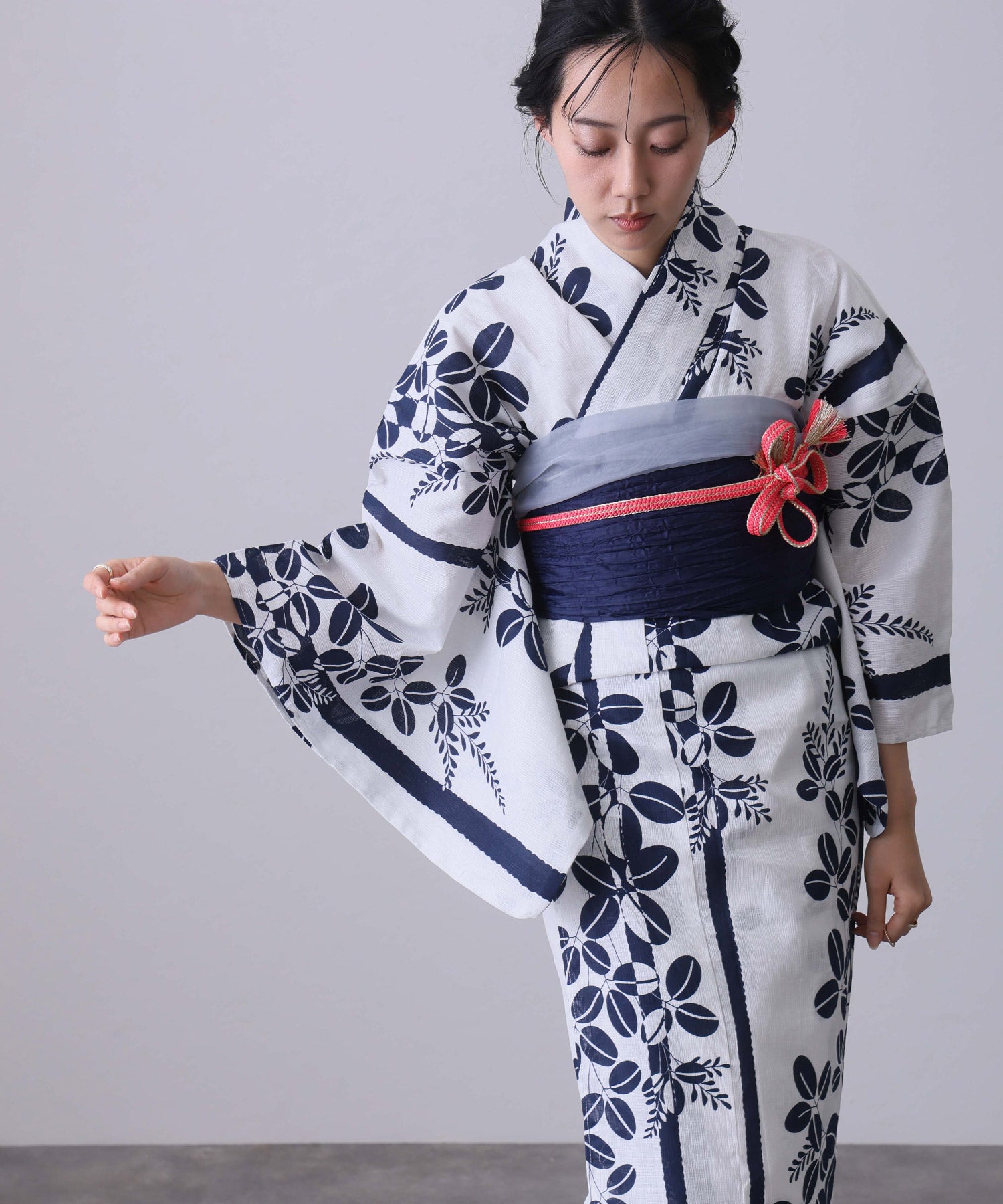 プールヴー PourVous 浴衣2点セット（ゆかた・兵児帯） （レトロモダンブルー） レトロモダンブルー