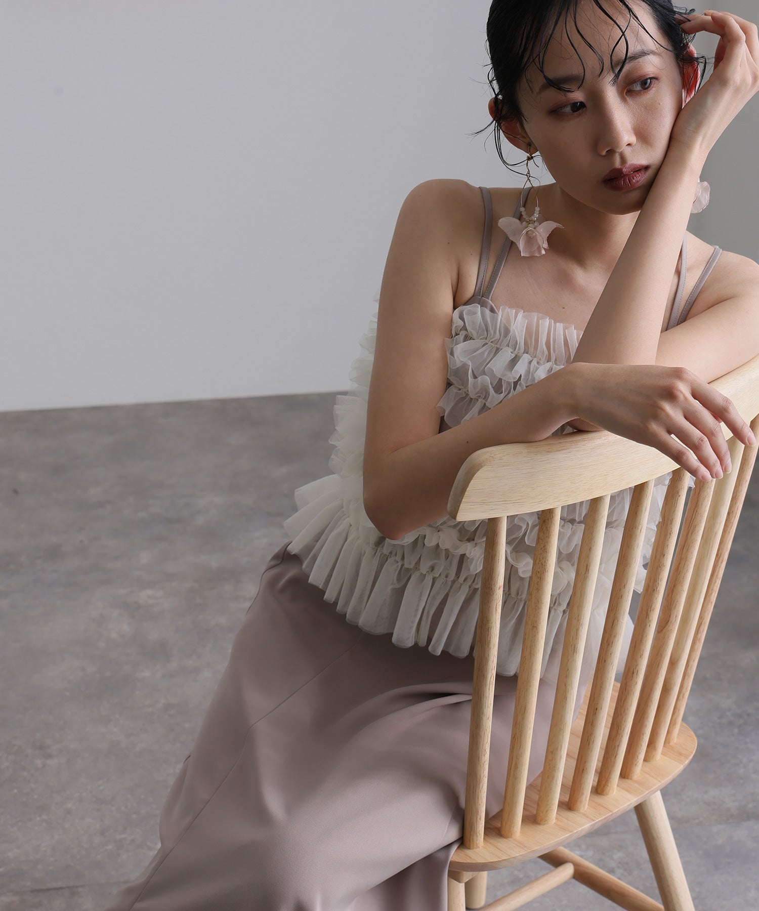 プールヴー PourVous ロング&ノースリーブフォーマルシャーリングチュール2点セットAラインセレモニー結婚式二次会パーティードレスオケージョンドレス同窓会成人式 フォーマル ワンピース 20代 30代 40代 （アイボリー×ベージュ） アイボリー×ベージュ