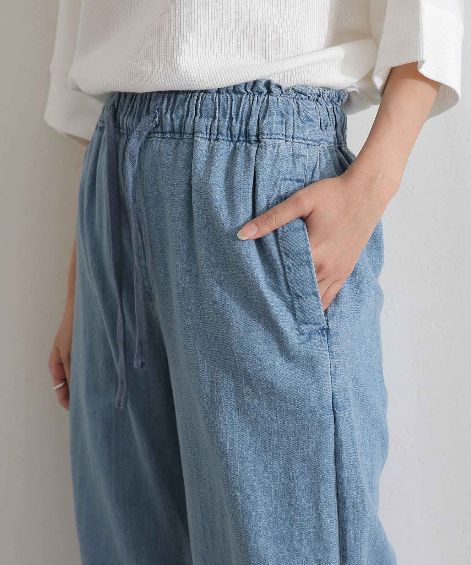 プールヴー PourVous ライトオンスデニムリラックスワイドパンツ フォーマル ワンピース パーティードレス 20代 30代 40代 （ワンウォッシュネイビー） ワンウォッシュネイビー