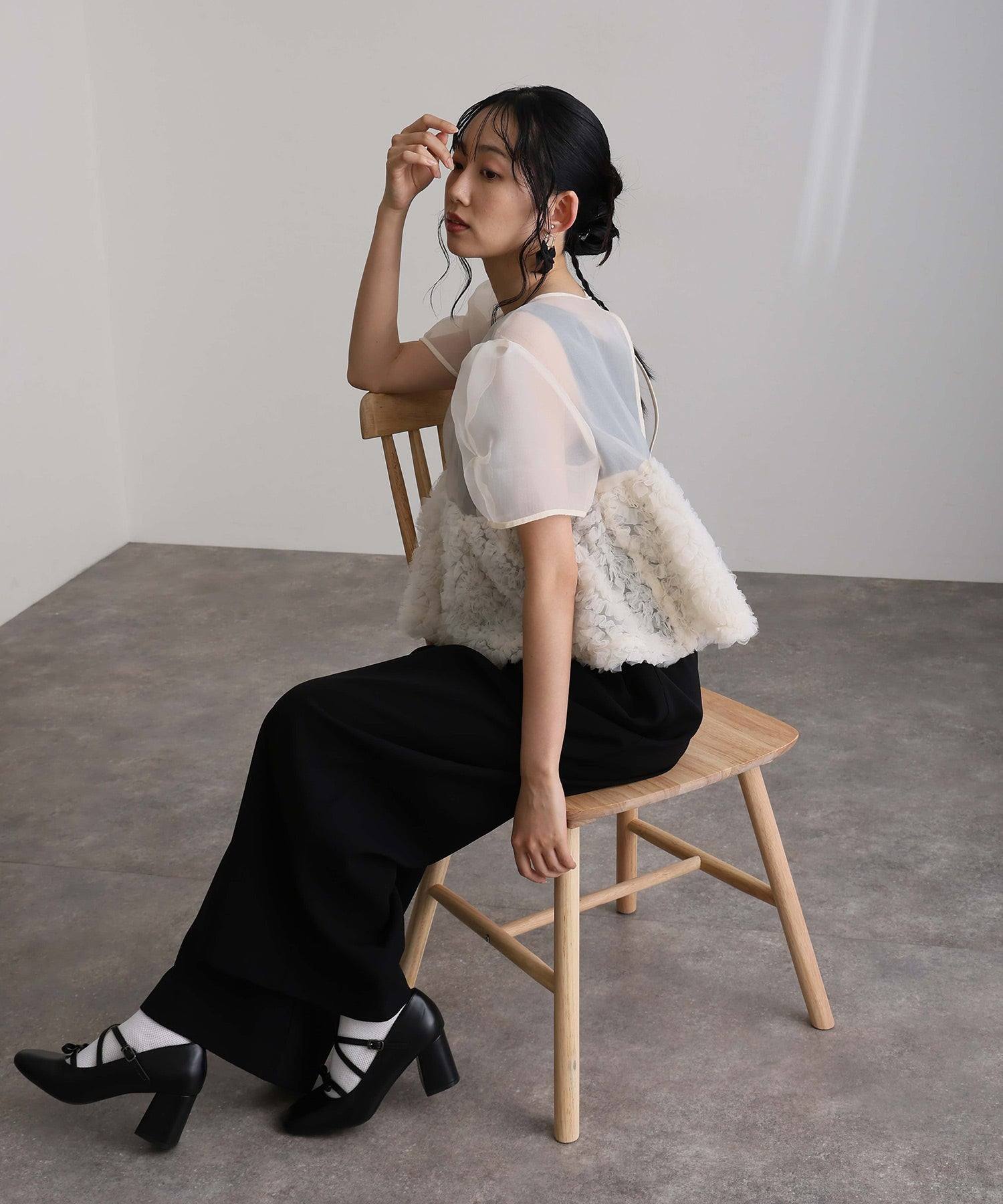 プールヴー PourVous セットアップパーティードレス結婚式二次会&ワイドパンツペプラム2点セットオーガンジーセレモニーフォーマルロング丈オケージョンドレス同窓会成人式 フォーマル ワンピース パーティードレス （ベージュブラック） ベージュブラック