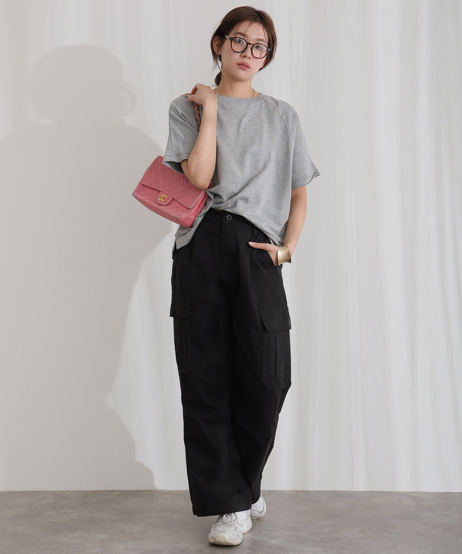プールヴー PourVous ツイルワイドカーゴパンツ フォーマル ワンピース パーティードレス 20代 30代 40代 （ブラック） ブラック
