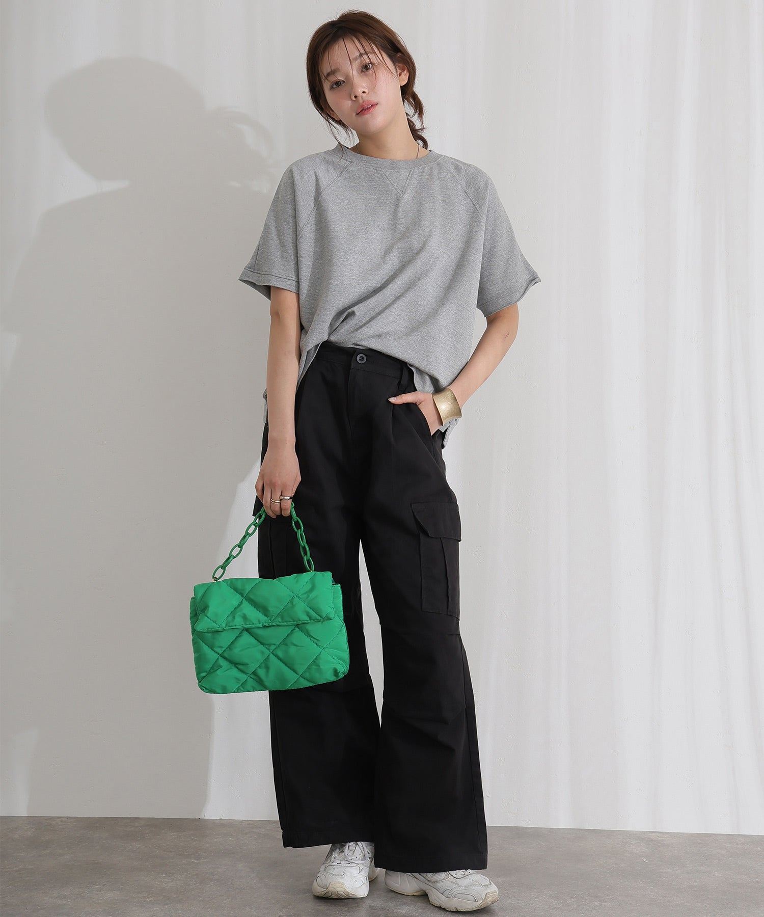 プールヴー PourVous ツイルワイドカーゴパンツ フォーマル ワンピース パーティードレス 20代 30代 40代 （ブラック） ブラック