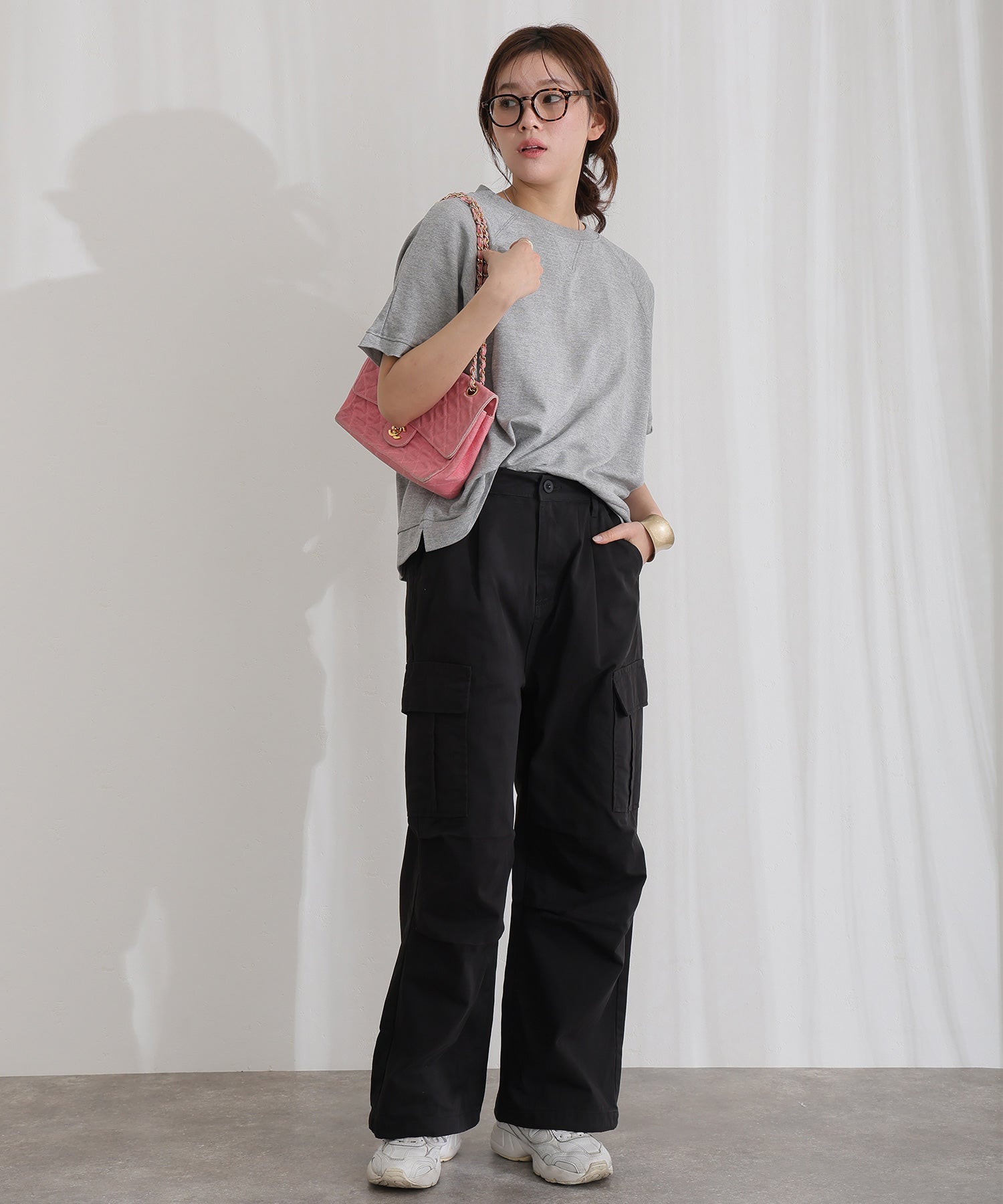 プールヴー PourVous ツイルワイドカーゴパンツ フォーマル ワンピース パーティードレス 20代 30代 40代 （ブラック） ブラック