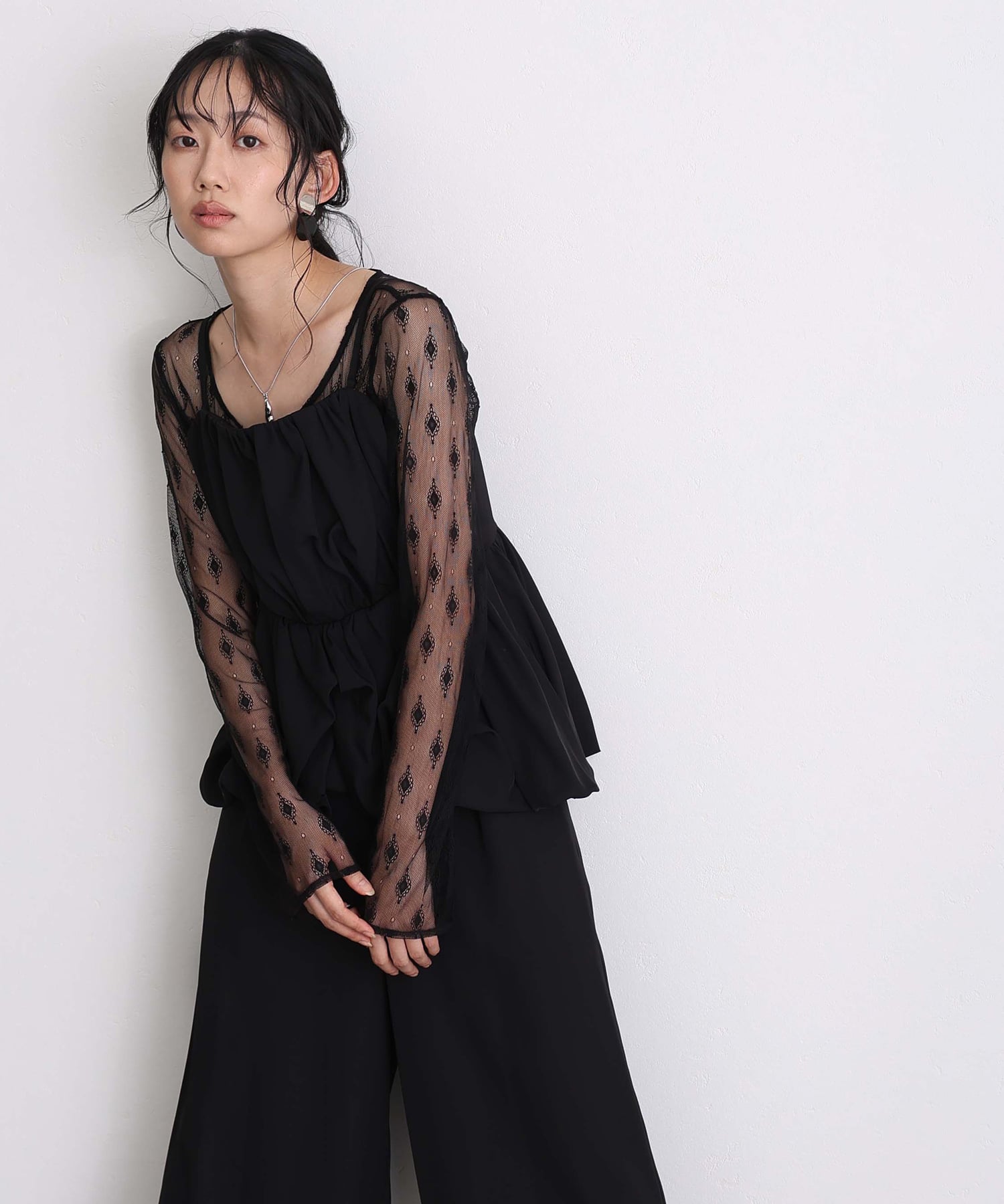 プールヴー PourVous バルーンキャミ ビスチェ パーティードレスフォーマルお呼ばれ&ロング丈ワイドパンツセットアップ結婚式二次会同窓会成人式オケージョンドレス フォーマル ワンピース パーティードレス （ブラック） ブラック