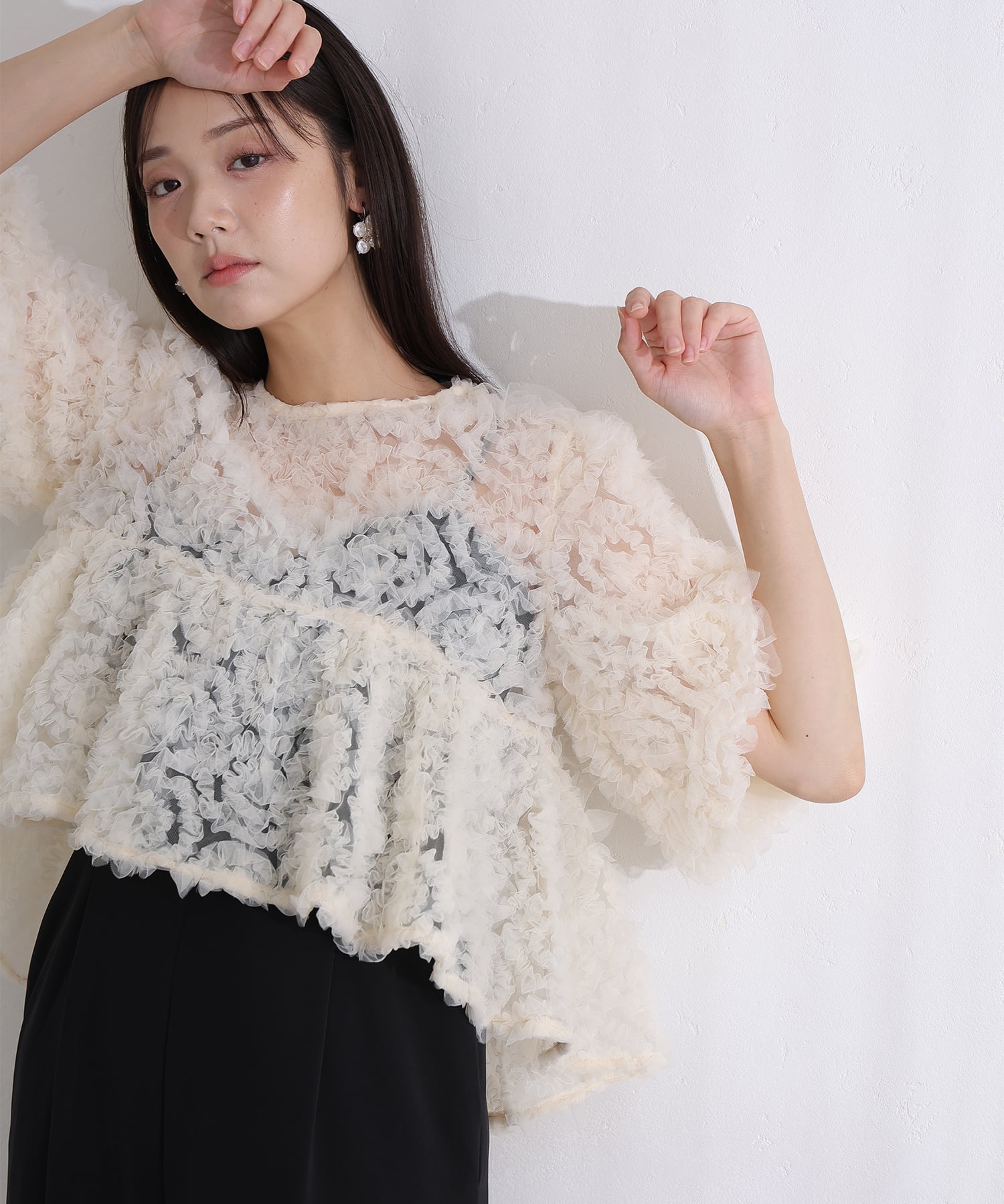 プールヴー PourVous ペタルテクスチャー2点セットパーティードレスフォーマルお呼ばれ&ロング丈ワイドオールインワン結婚式二次会同窓会成人式オケージョンドレス フォーマル ワンピース パーティードレス （ベージュ×ブラック） ベージュ×ブラック