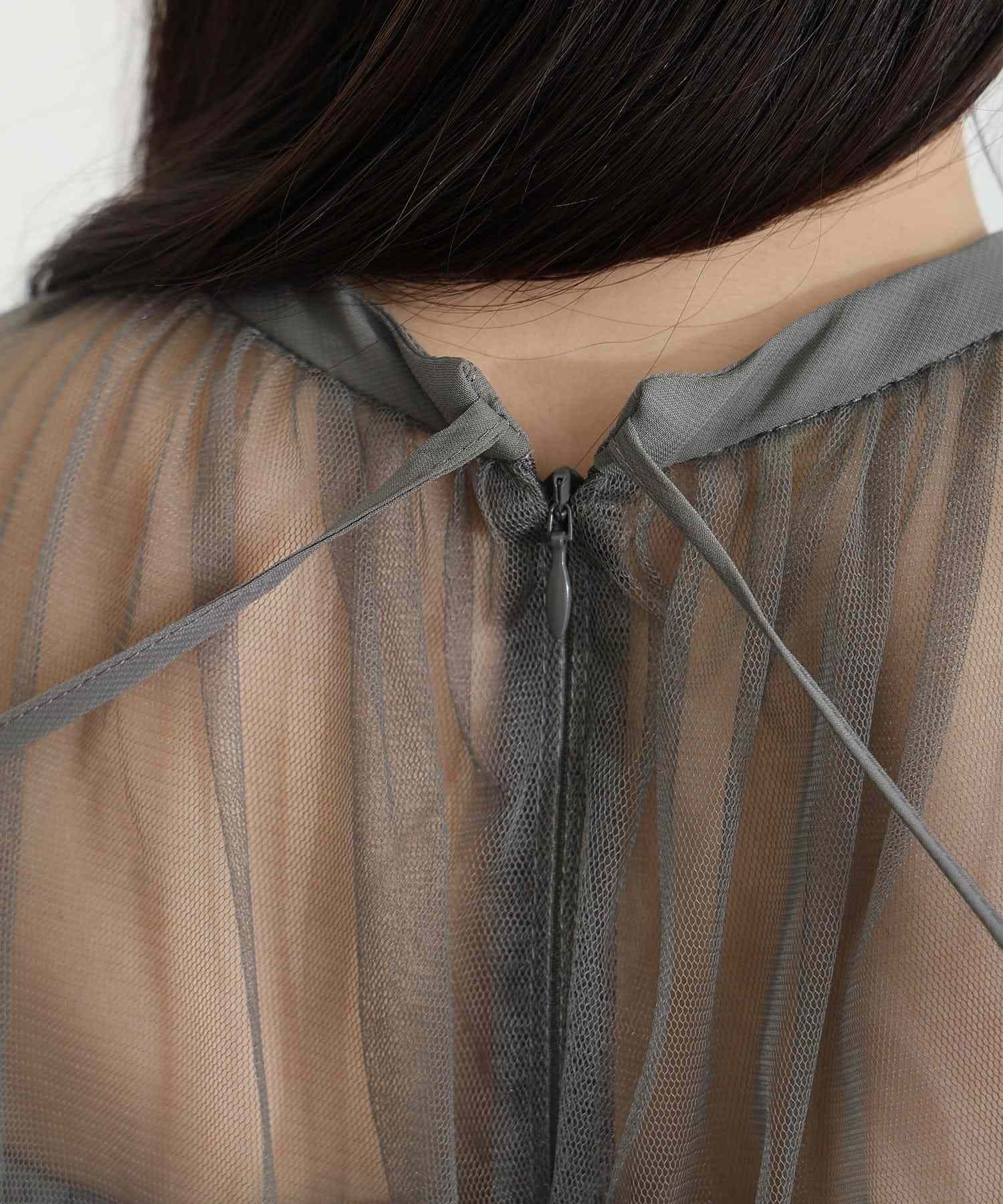 プールヴー PourVous 結婚式二次会パーティードレスチュール フレア マーメイド シフォン Aライン袖あり&ミモレ丈お呼ばれ同窓会成人式オケージョンドレスフォーマル フォーマル ワンピース パーティードレス （グレー） グレー