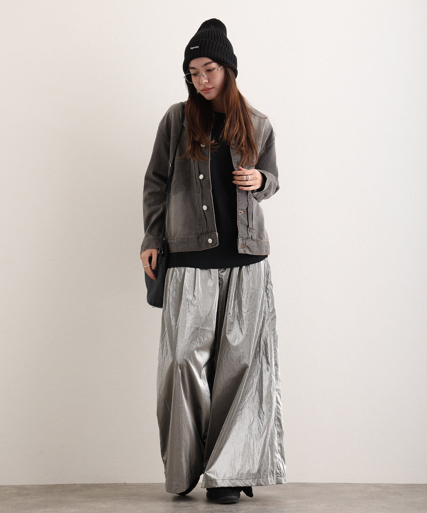 プールヴー PourVous ラウンドカラーGジャン （グレーデニム） グレーデニム