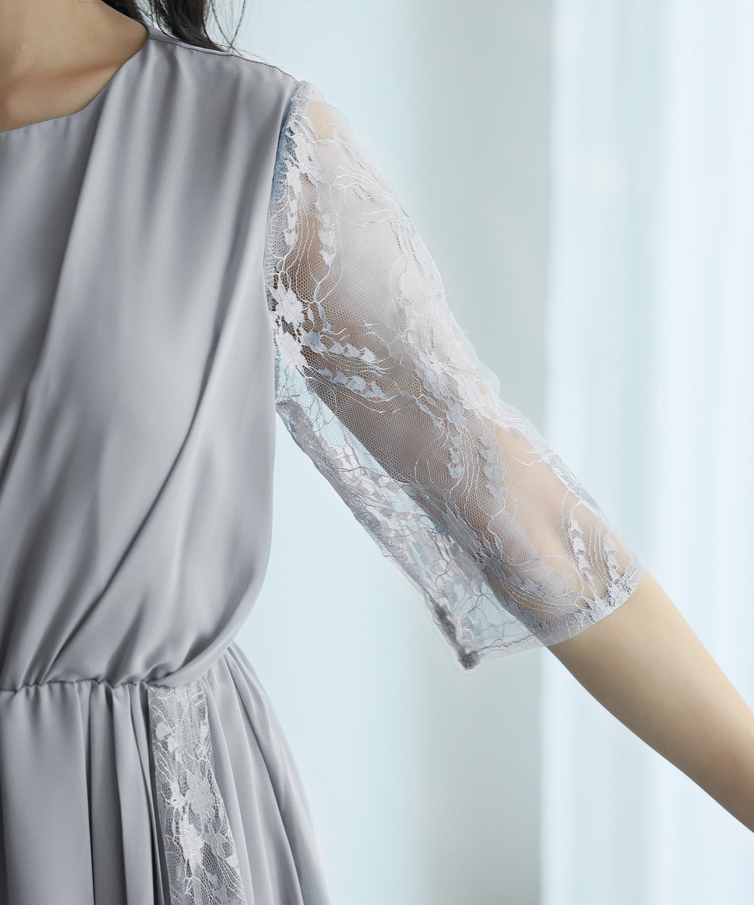プールヴー PourVous ロング&七分袖フォーマルアシンメトリー大きいサイズ結婚式ワンピースドレス パーティードレス 20代 30代 40代 （ブラック） ブラック