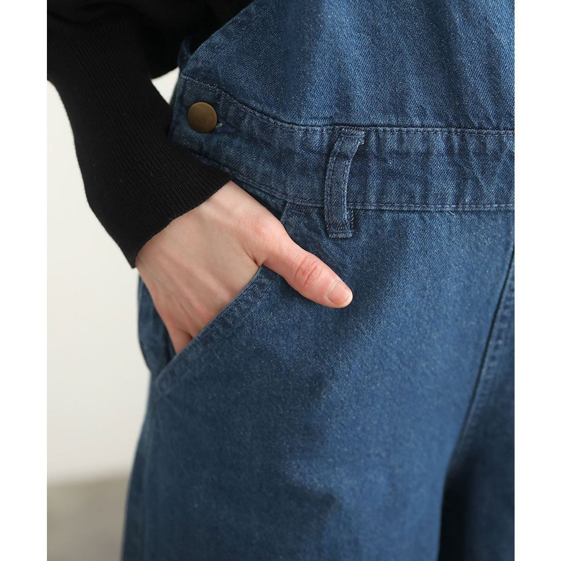 プールヴー PourVous カシュクールデニムサロペット