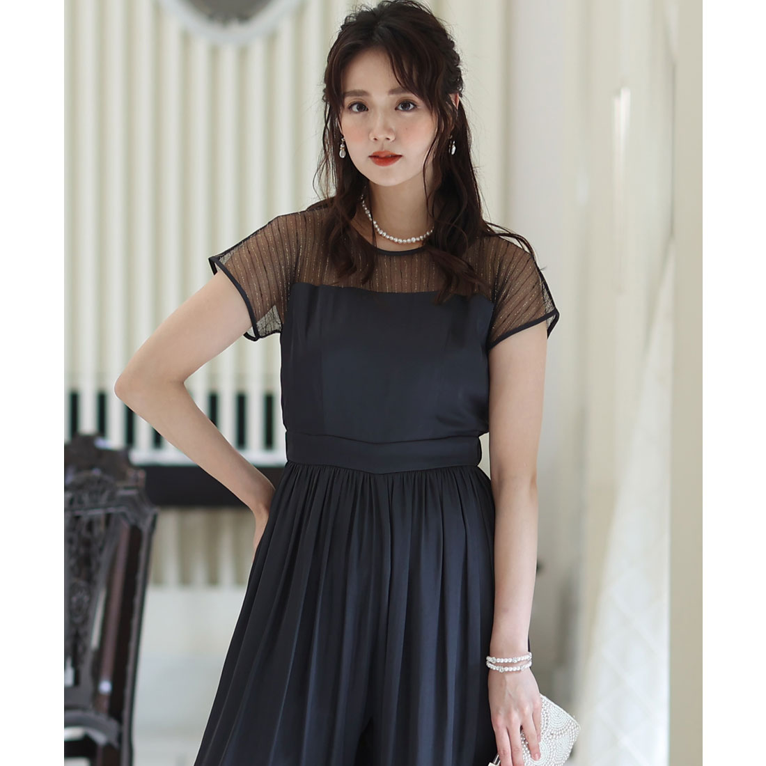 PourVous All-in-one Party Dress Wedding &amp; Wide Pants Vintage Satin Ceremony Formal Long Dress for 20s, 30s, 40s
