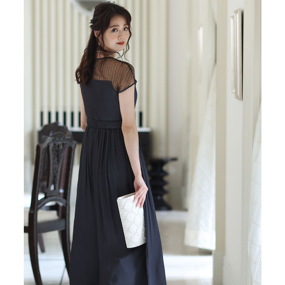 PourVous All-in-one Party Dress Wedding &amp; Wide Pants Vintage Satin Ceremony Formal Long Dress for 20s, 30s, 40s