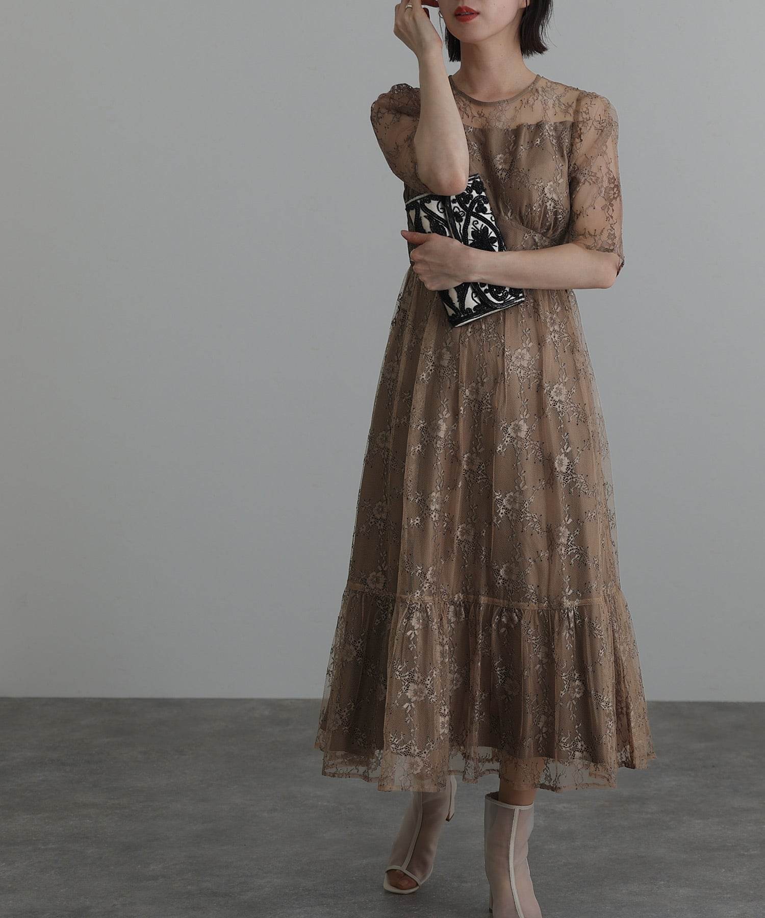 泳池Vuu倒數Mimolet長度和袖子正式閃爍婚禮派對禮服20S 30S 40S