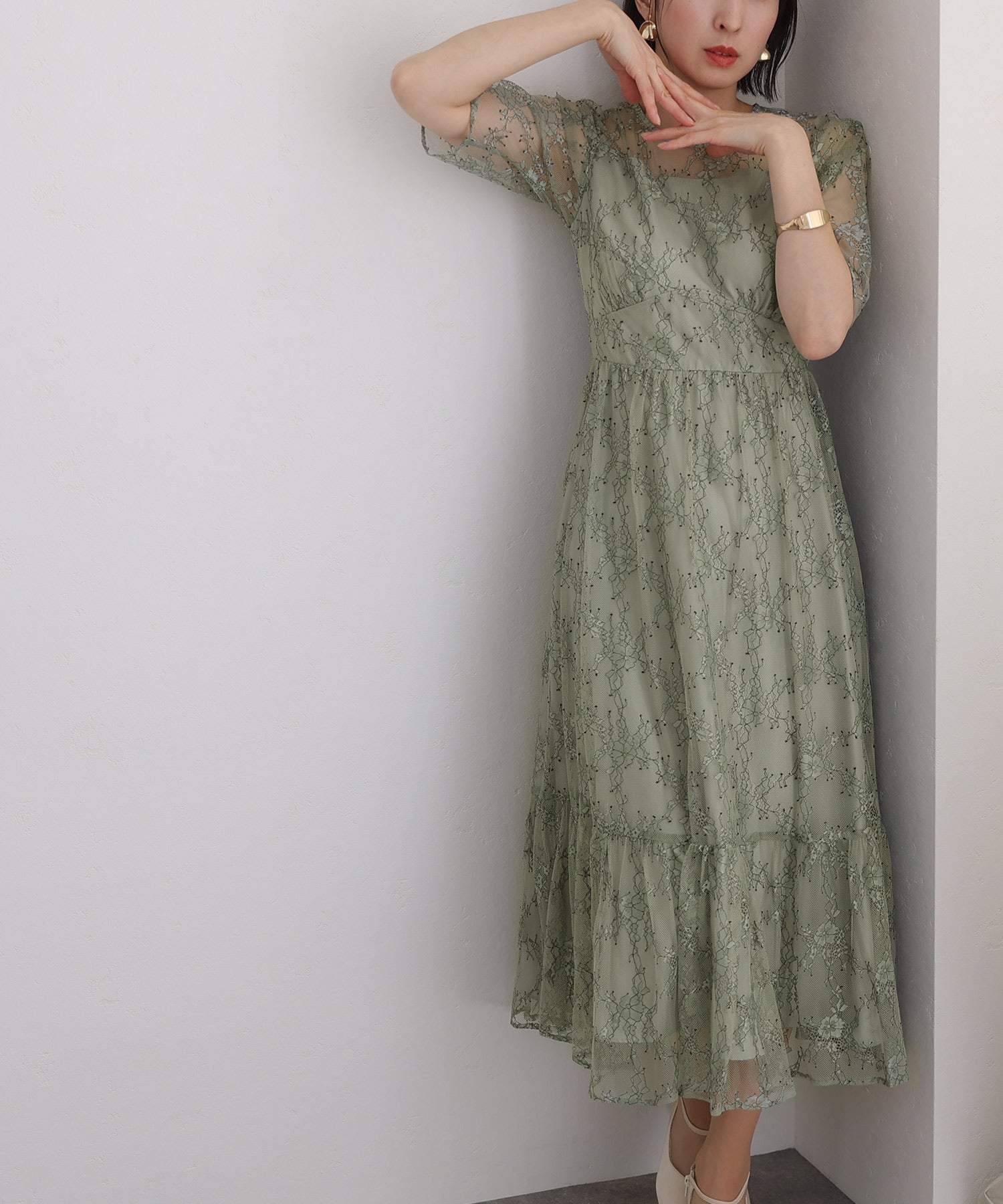 泳池Vuu倒數Mimolet長度和袖子正式閃爍婚禮派對禮服20S 30S 40S