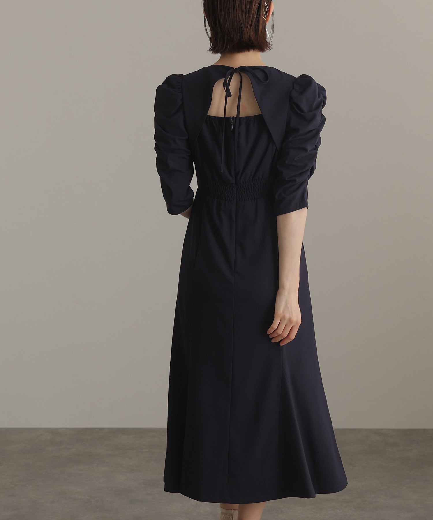 PourVous Backless Party Dress Ceremony 3/4 Sleeve &amp; Midi Length Wedding Formal Dress 20s 30s 40s