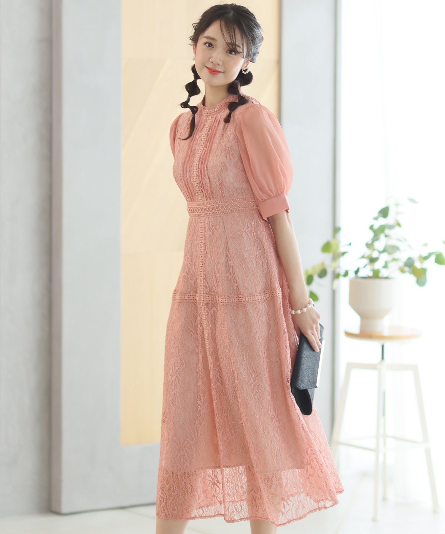 PourVous Wedding Party Dress Mid-length and 3/4 Sleeve Organza Ceremon PourVous Wedding Party Dress Mid-length and 3/4 Sleeve Organza Ceremon